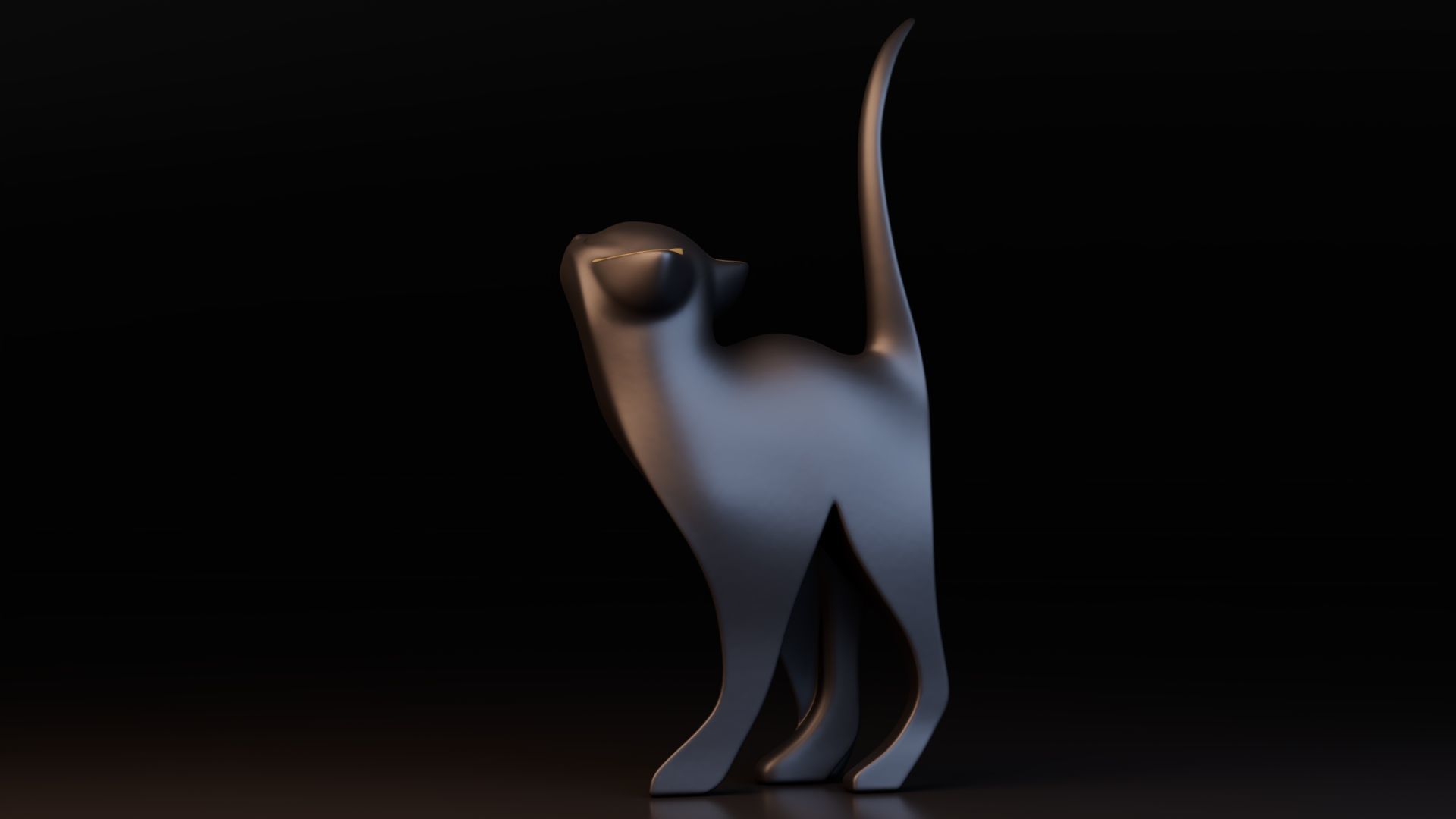 Stylized Black Cat Sculptures Low-poly 3D model_4