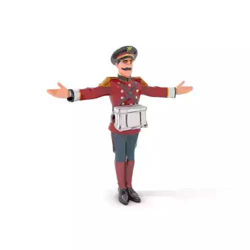 Marching Band Drummer Character Rigged and Animated Low-poly 3D model