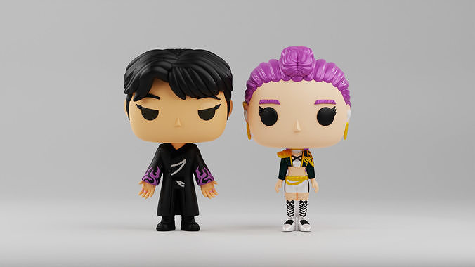 rumi and jinu funko pops from kpop demon hunters 3D print model