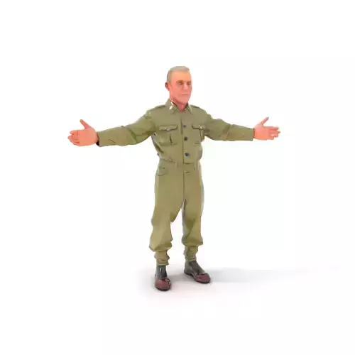 Elderly Male Soldier Rigged and Animated Character Model