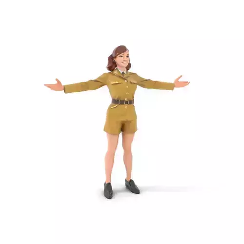 Animated D Female Soldier Model Rigged and Animated