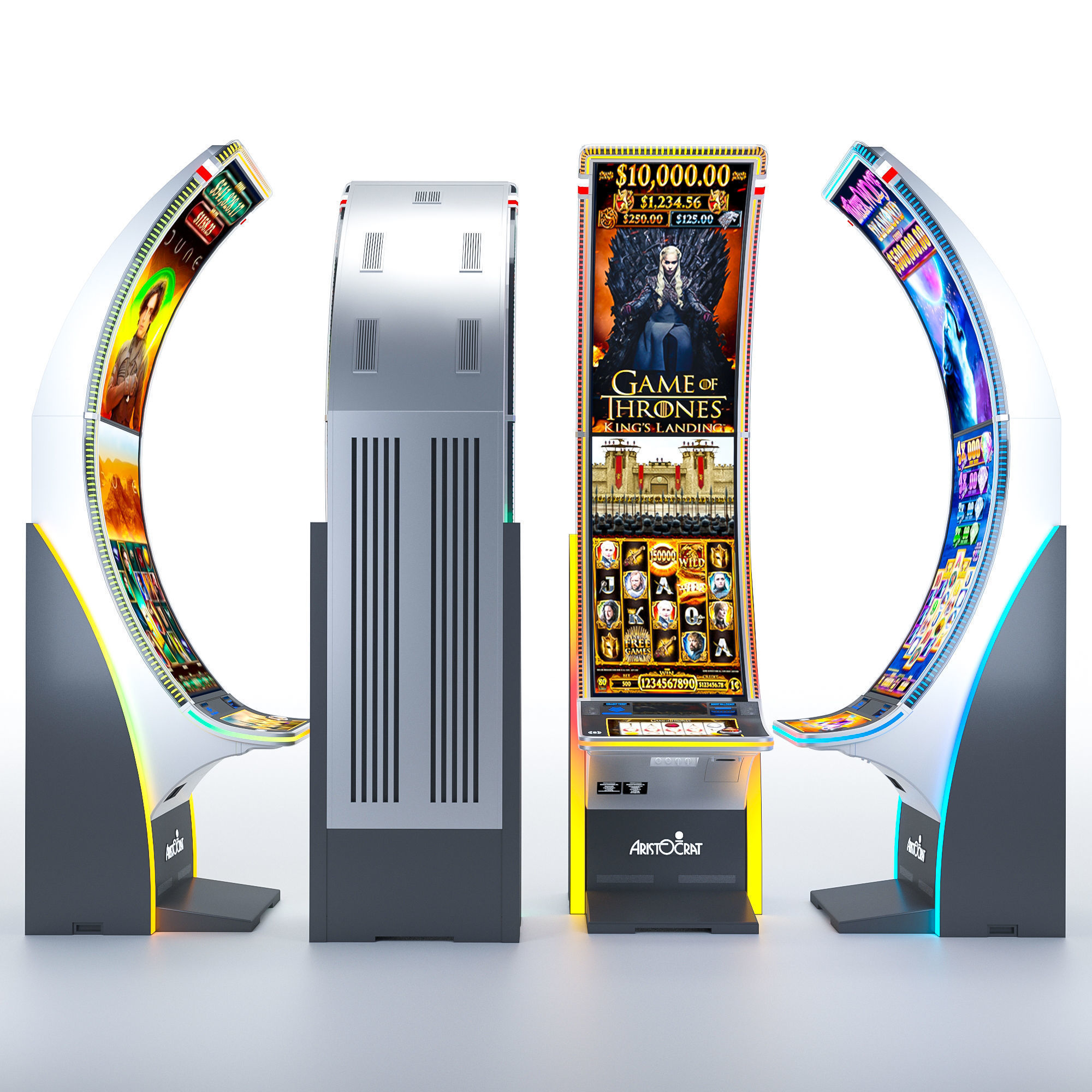 Neptune Double Casino Slot Machine Low-poly 3D model_7