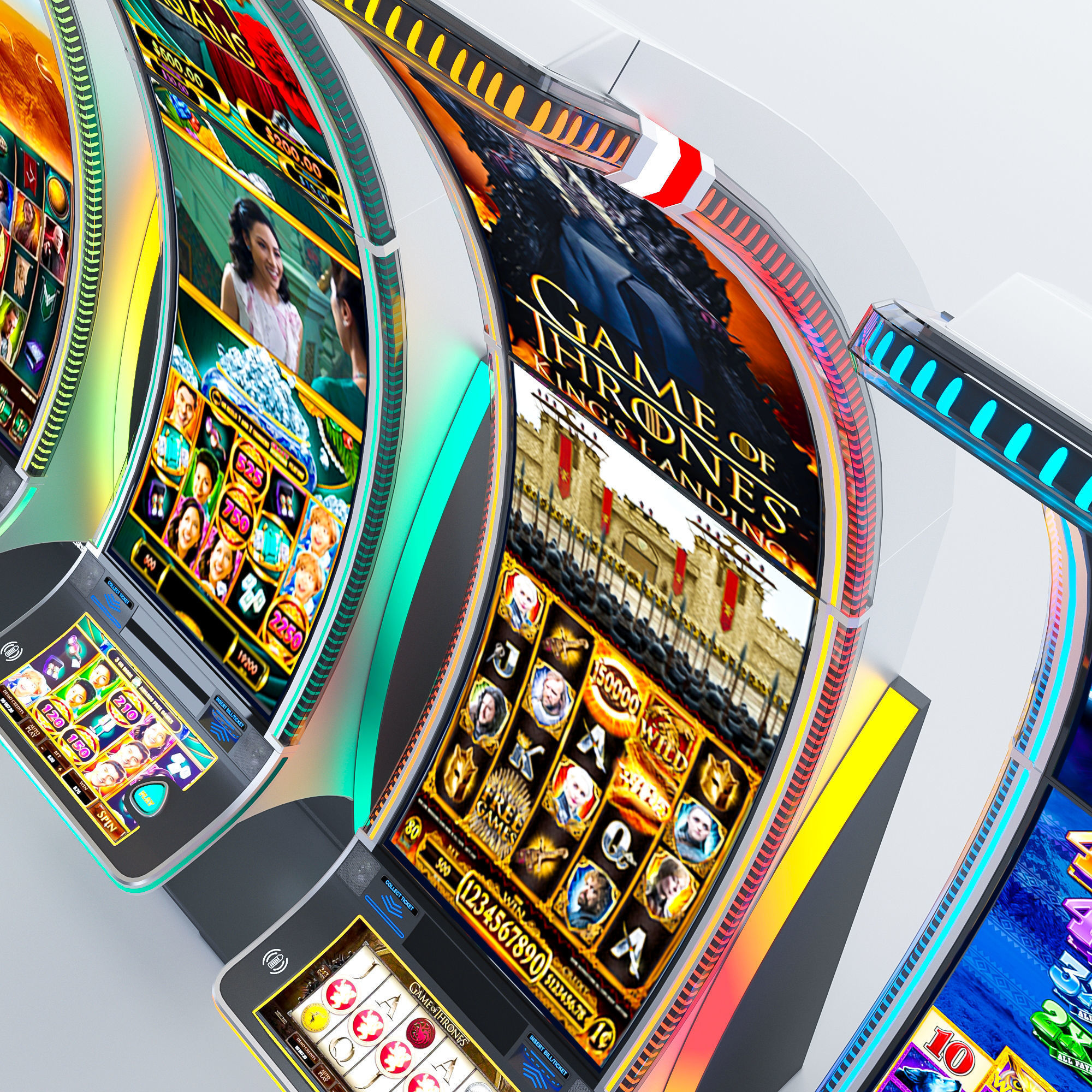 Neptune Double Casino Slot Machine Low-poly 3D model_10