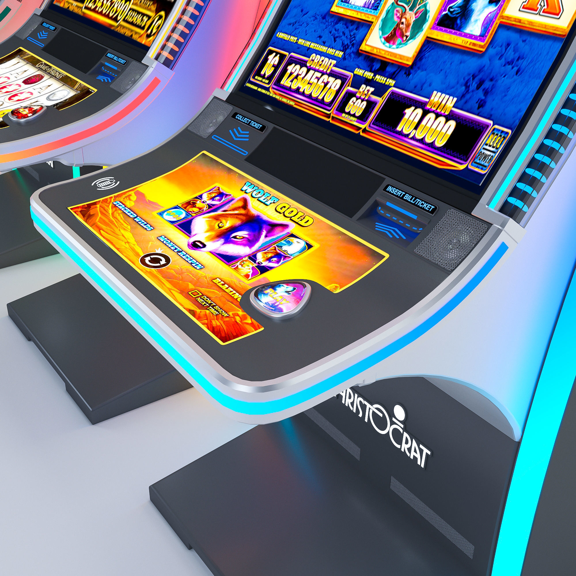 Neptune Double Casino Slot Machine Low-poly 3D model_9
