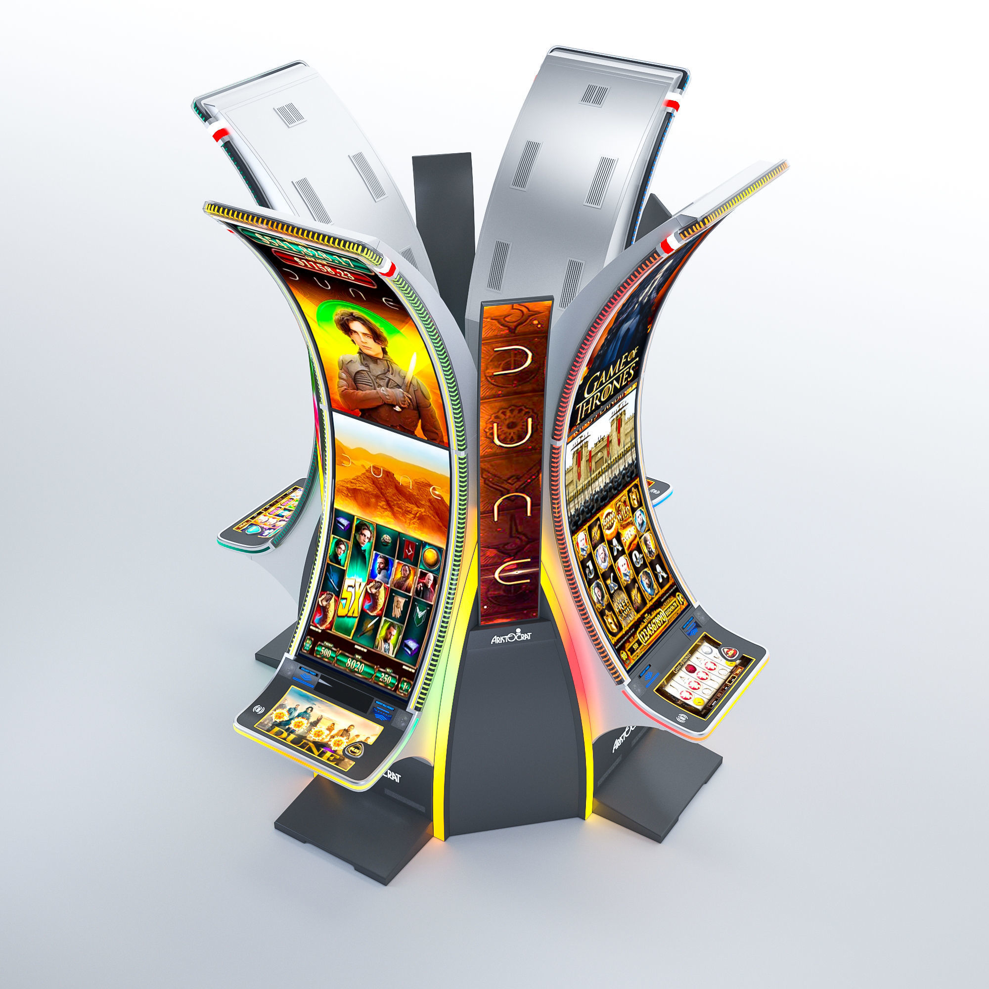 Neptune Double Casino Slot Machine Low-poly 3D model_3