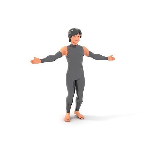 Young Hero D Character Rigged and Animated Low-poly 3D model