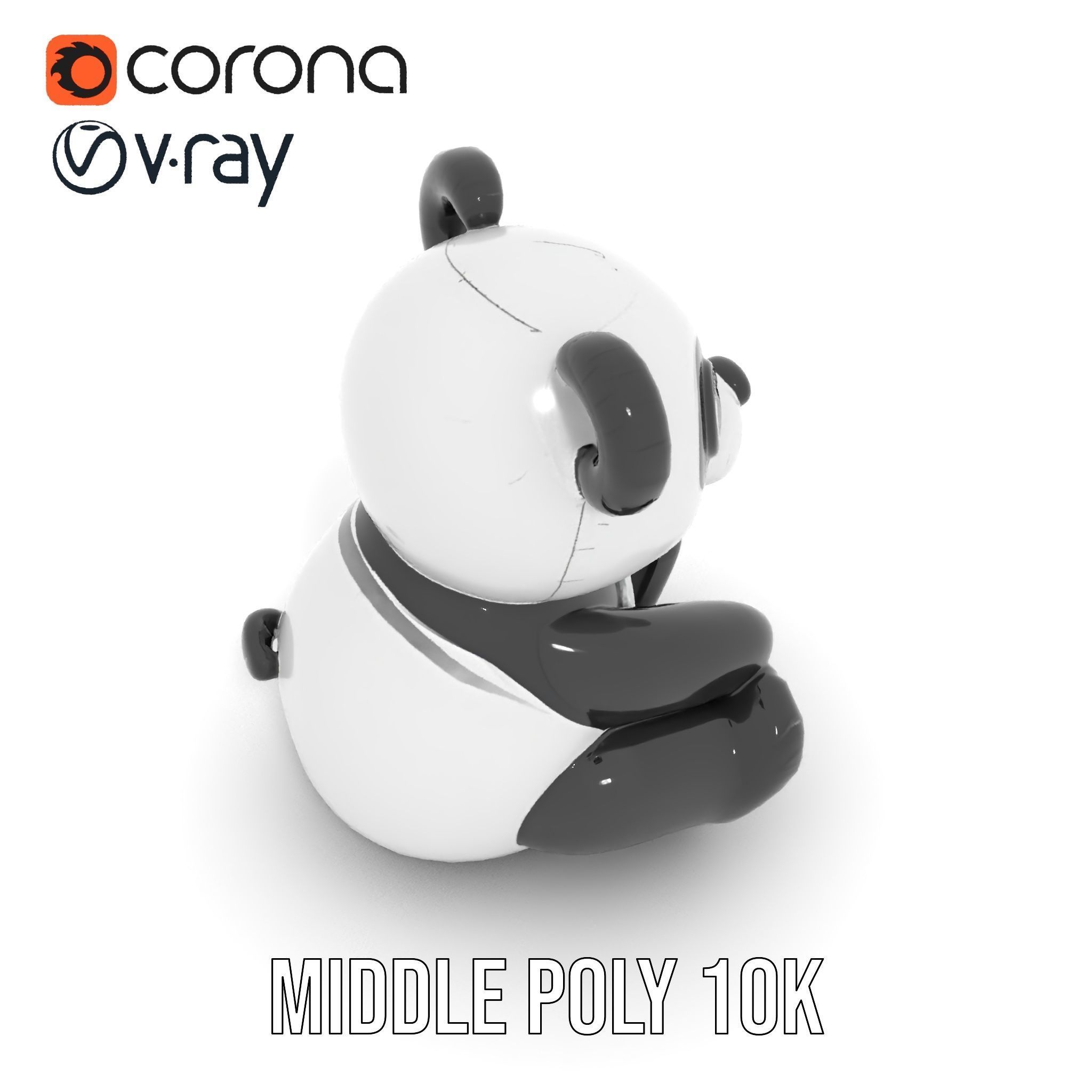 Inflatable Panda Bear Toy Model Pack Low-poly 3D model_13