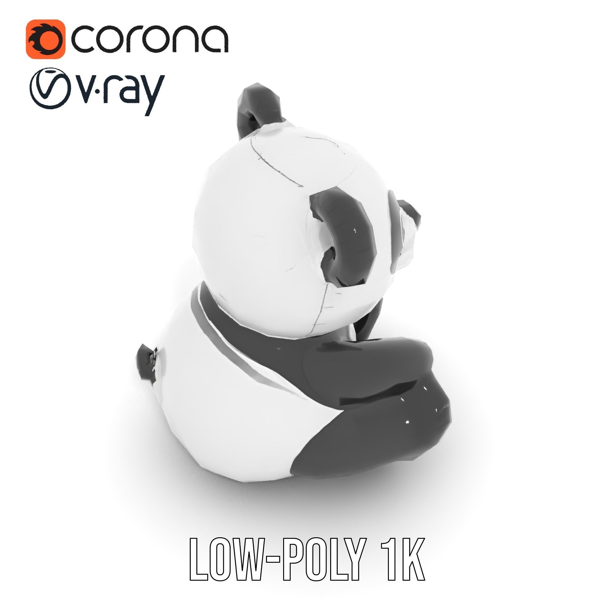 Inflatable Panda Bear Toy Model Pack Low-poly 3D model_12