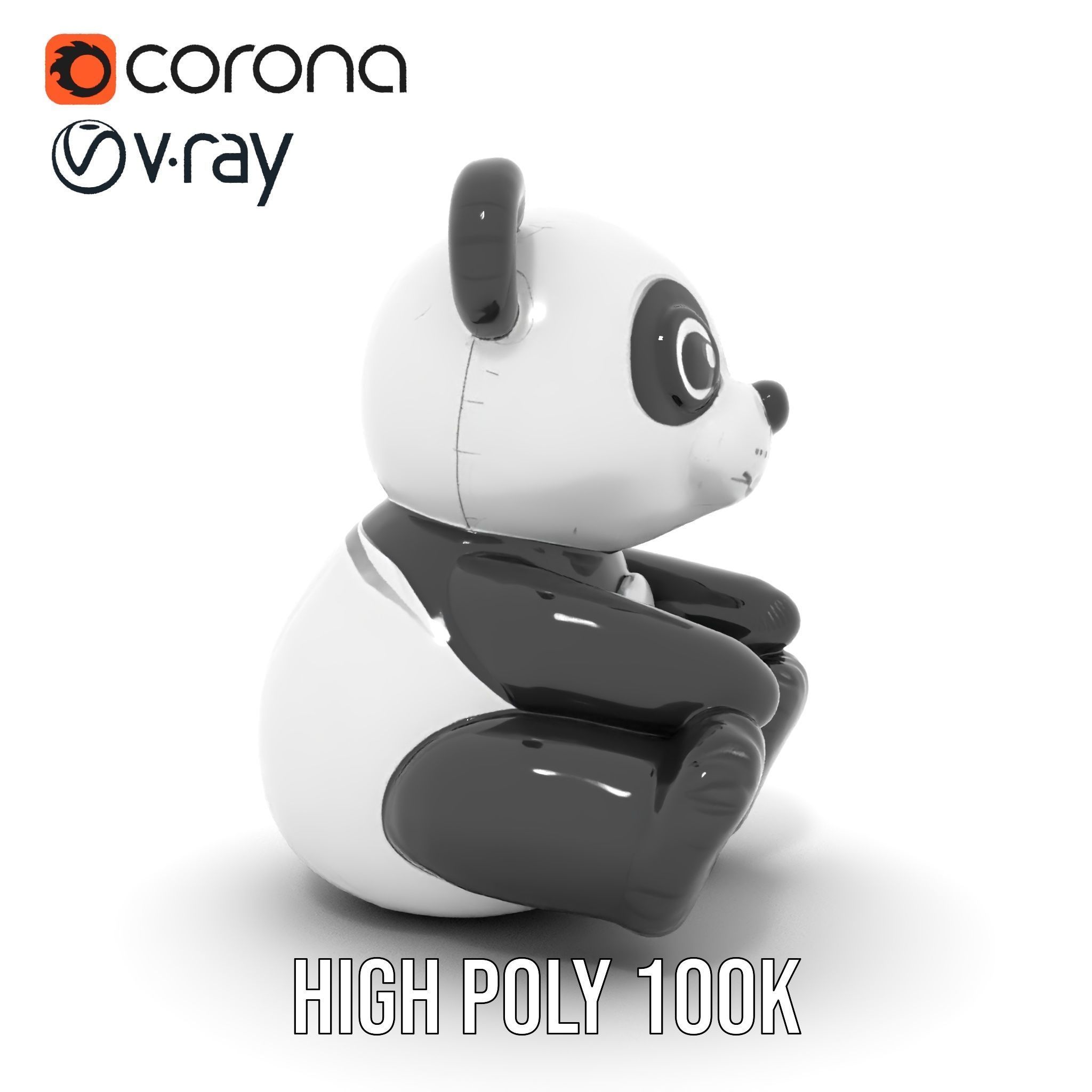 Inflatable Panda Bear Toy Model Pack Low-poly 3D model_26