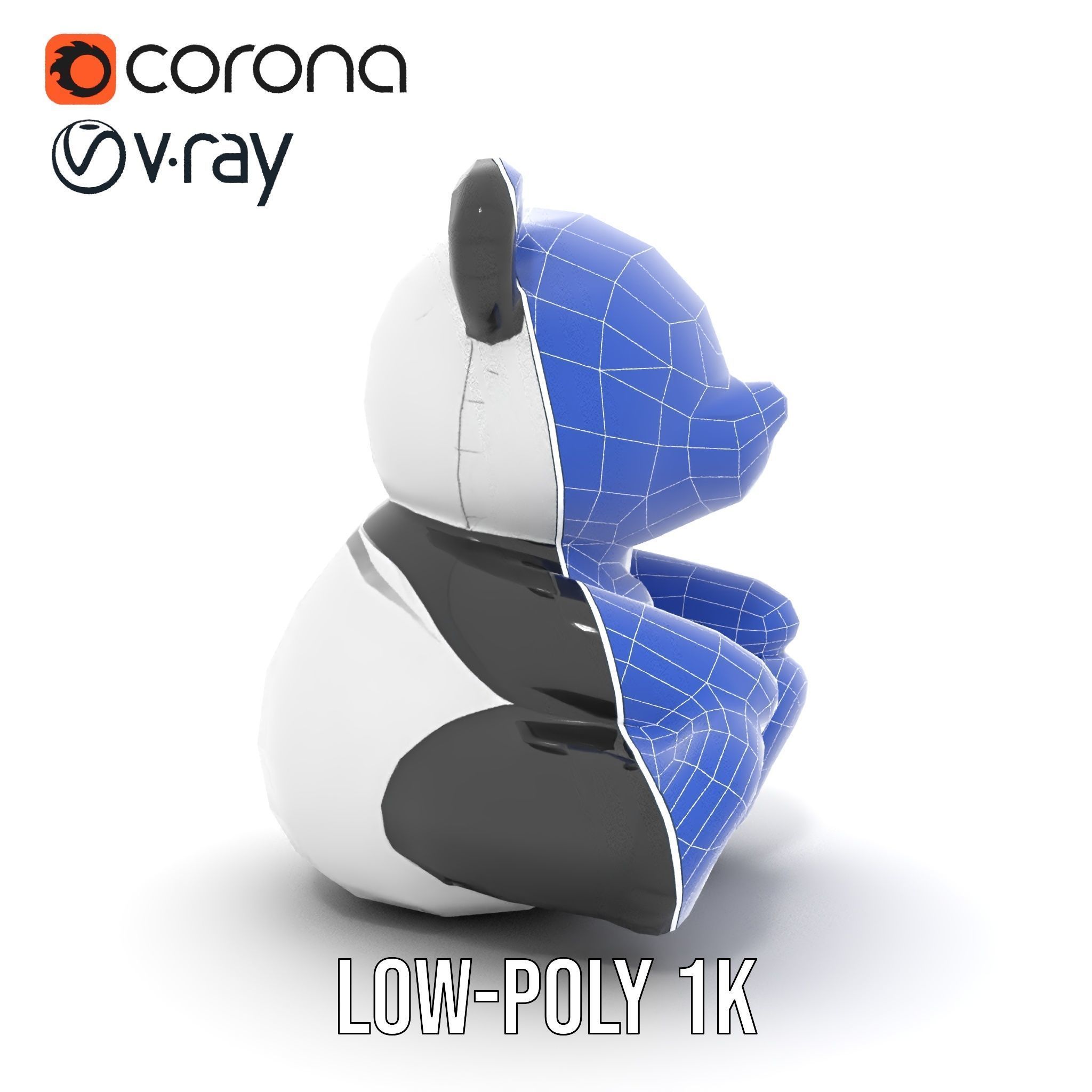 Inflatable Panda Bear Toy Model Pack Low-poly 3D model_28