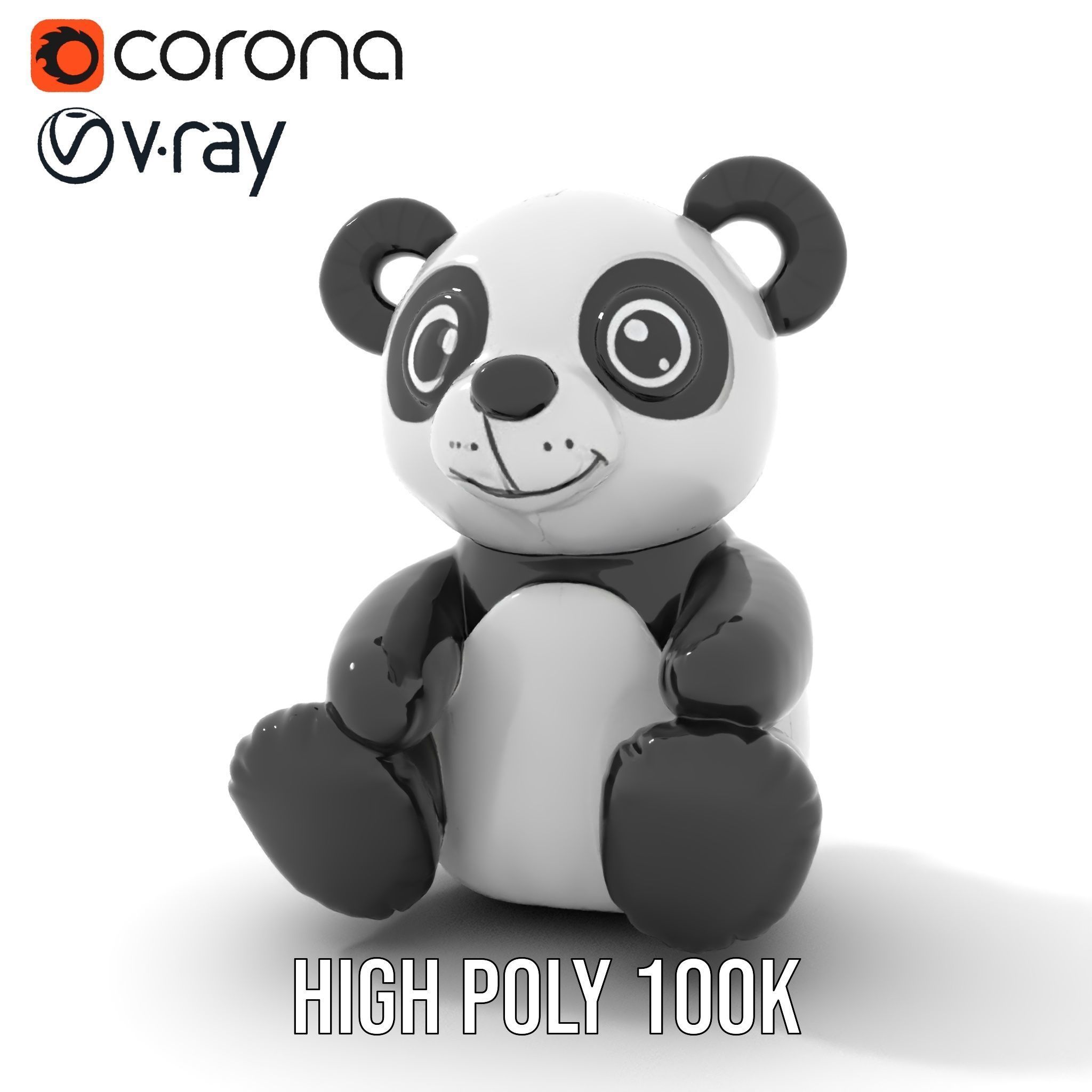 Inflatable Panda Bear Toy Model Pack Low-poly 3D model_29