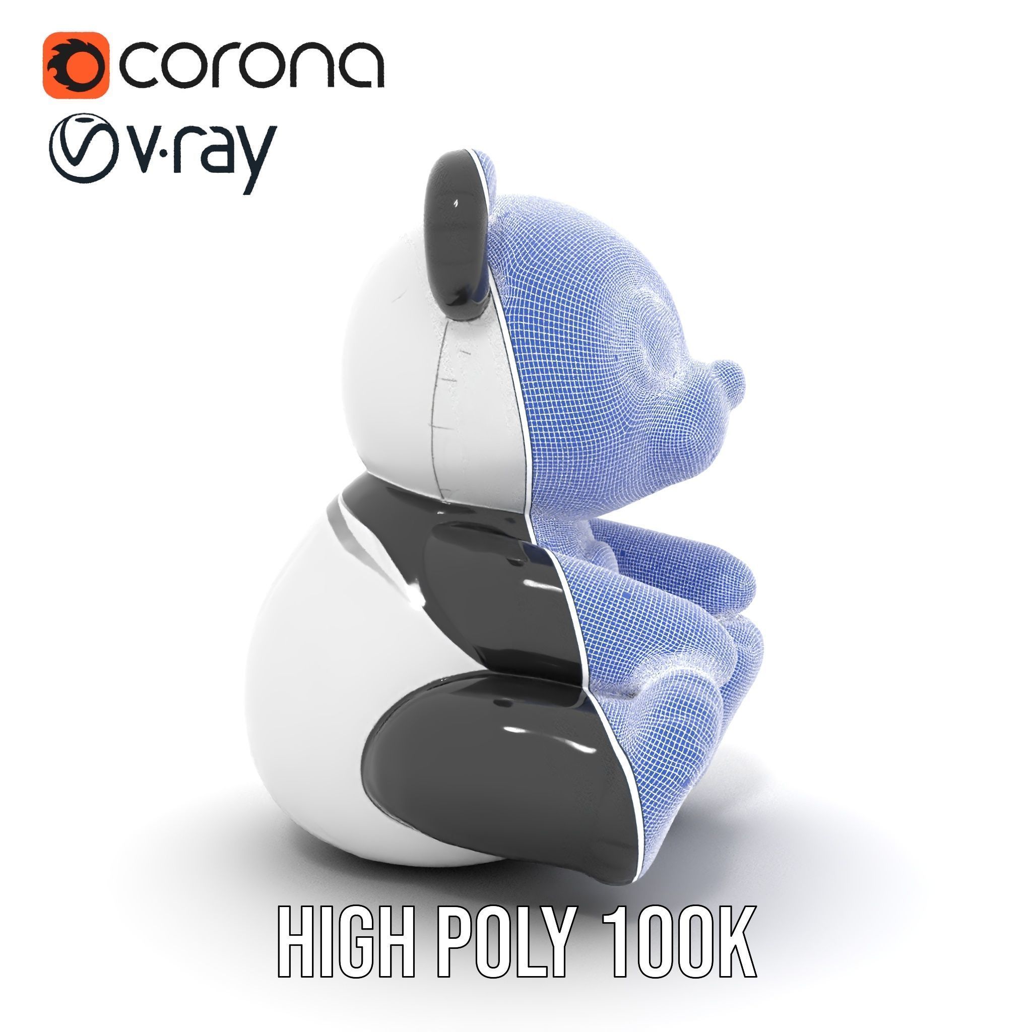 Inflatable Panda Bear Toy Model Pack Low-poly 3D model_33