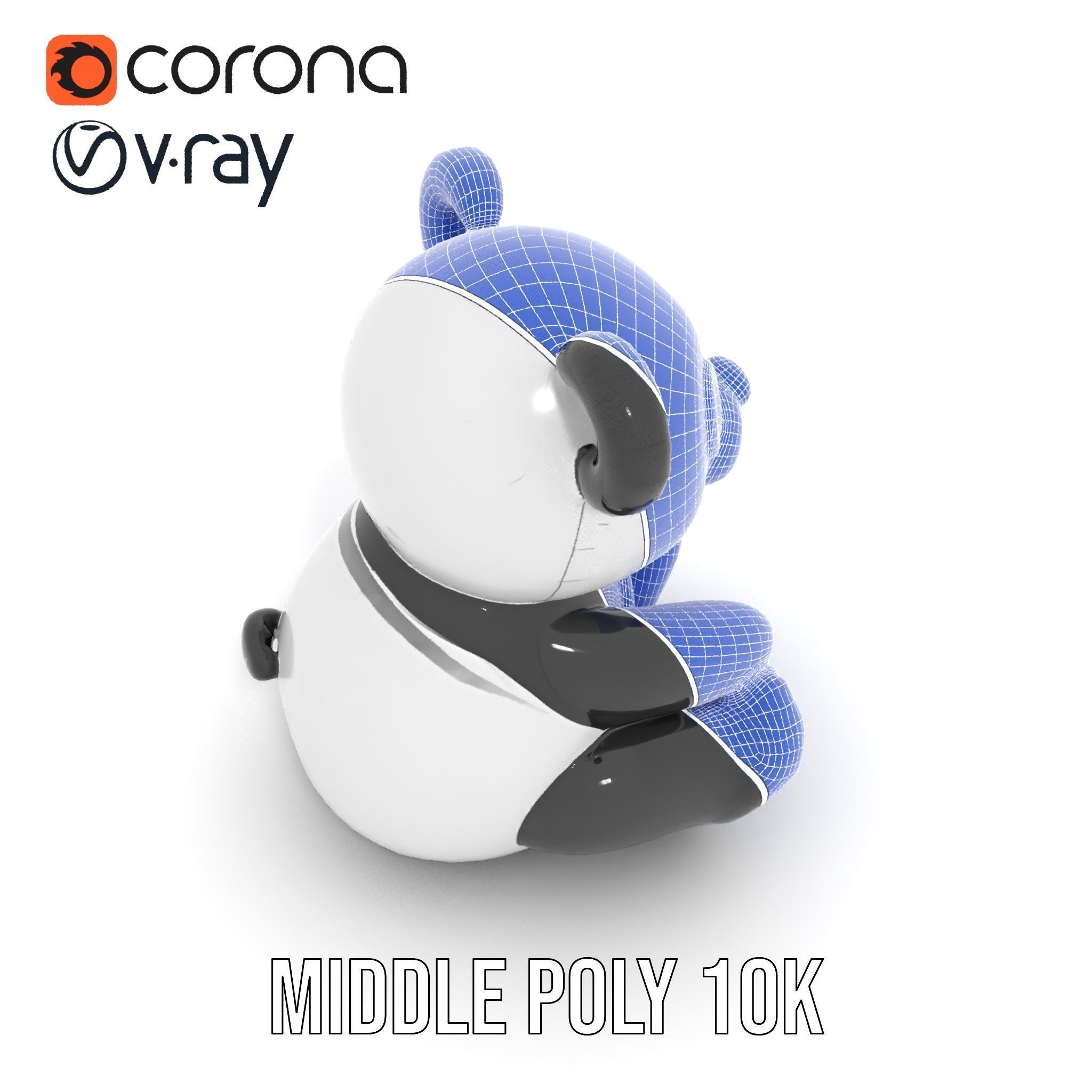 Inflatable Panda Bear Toy Model Pack Low-poly 3D model_16