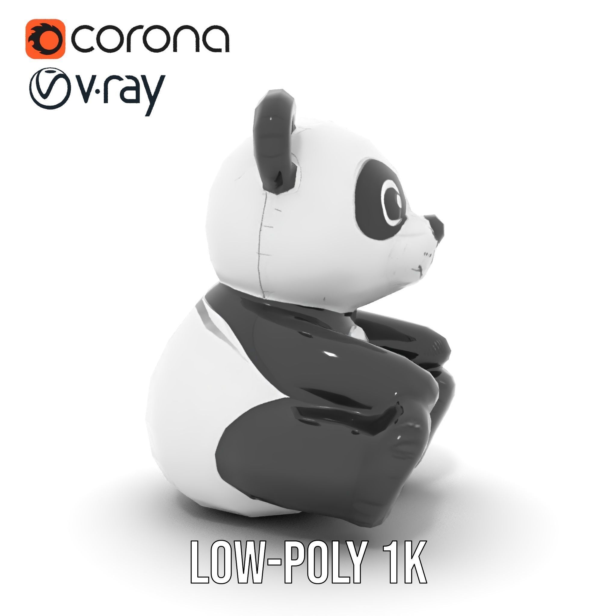 Inflatable Panda Bear Toy Model Pack Low-poly 3D model_22