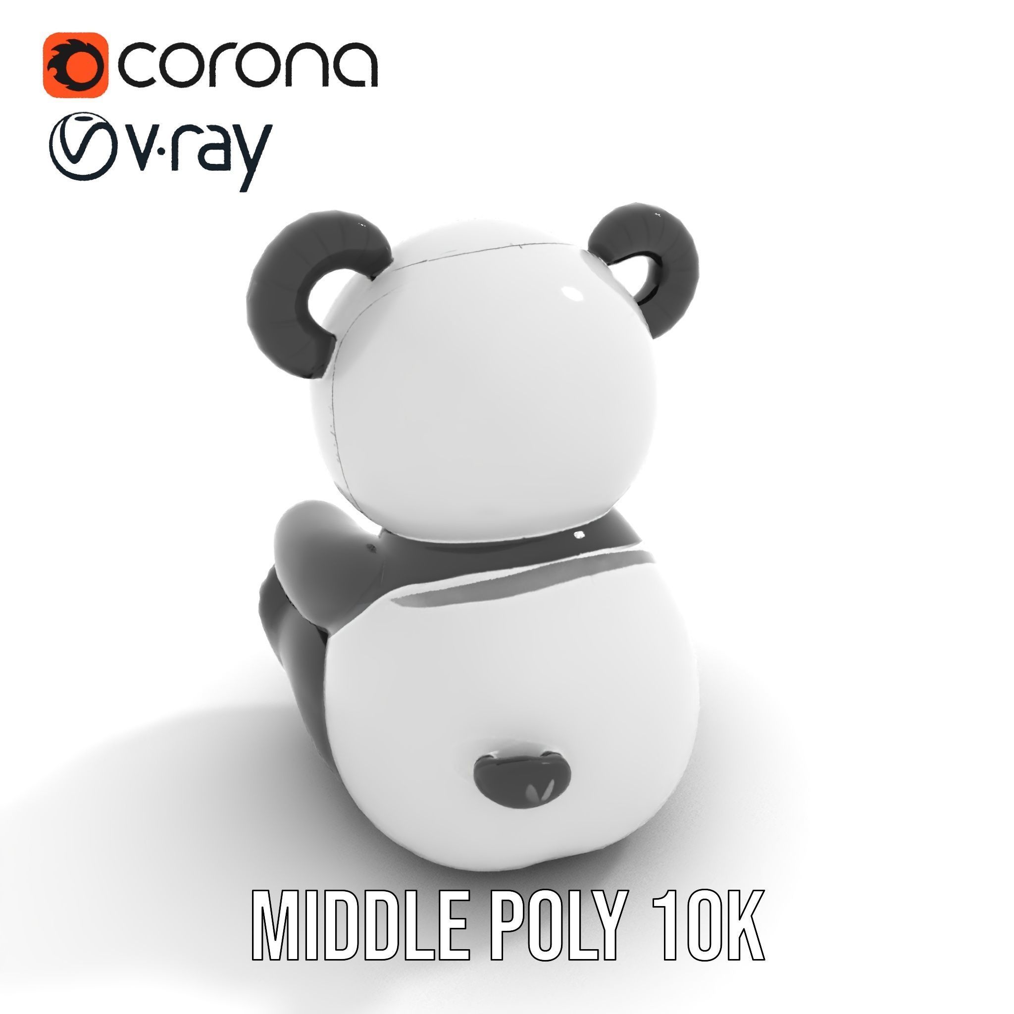 Inflatable Panda Bear Toy Model Pack Low-poly 3D model_5