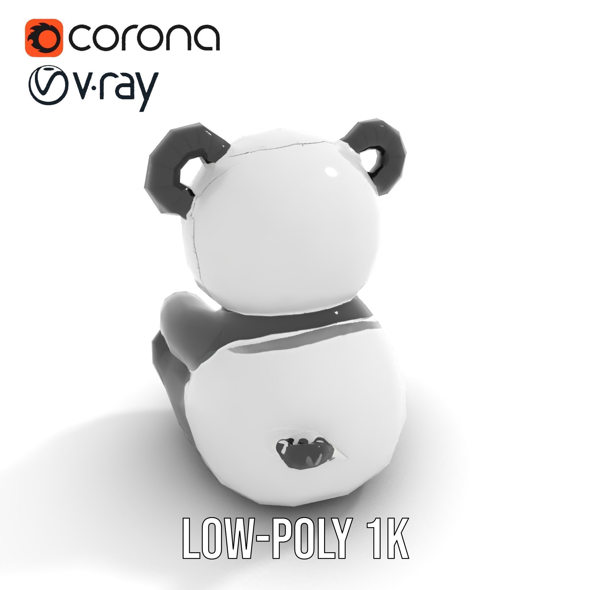 Inflatable Panda Bear Toy Model Pack Low-poly 3D model_19
