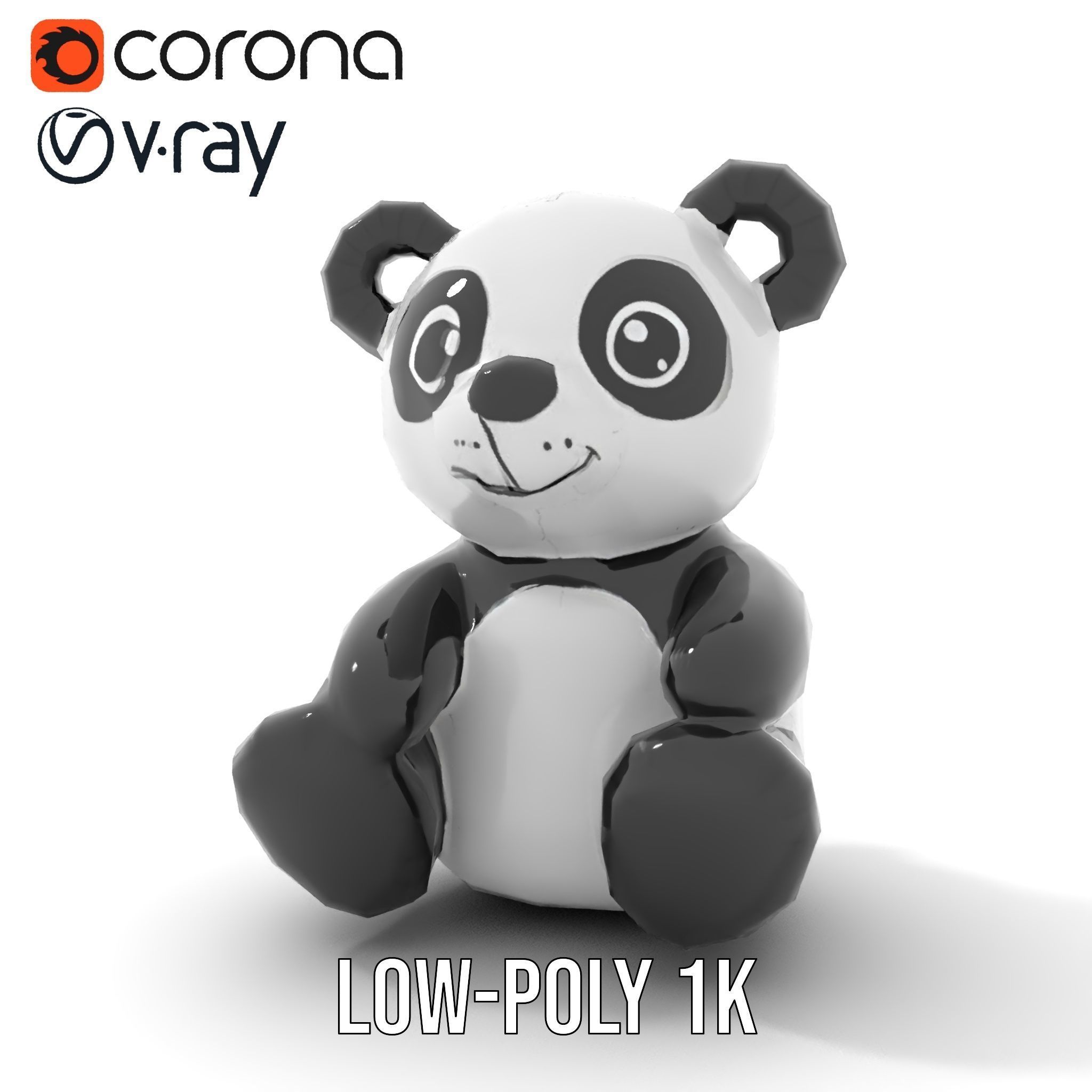 Inflatable Panda Bear Toy Model Pack Low-poly 3D model_17