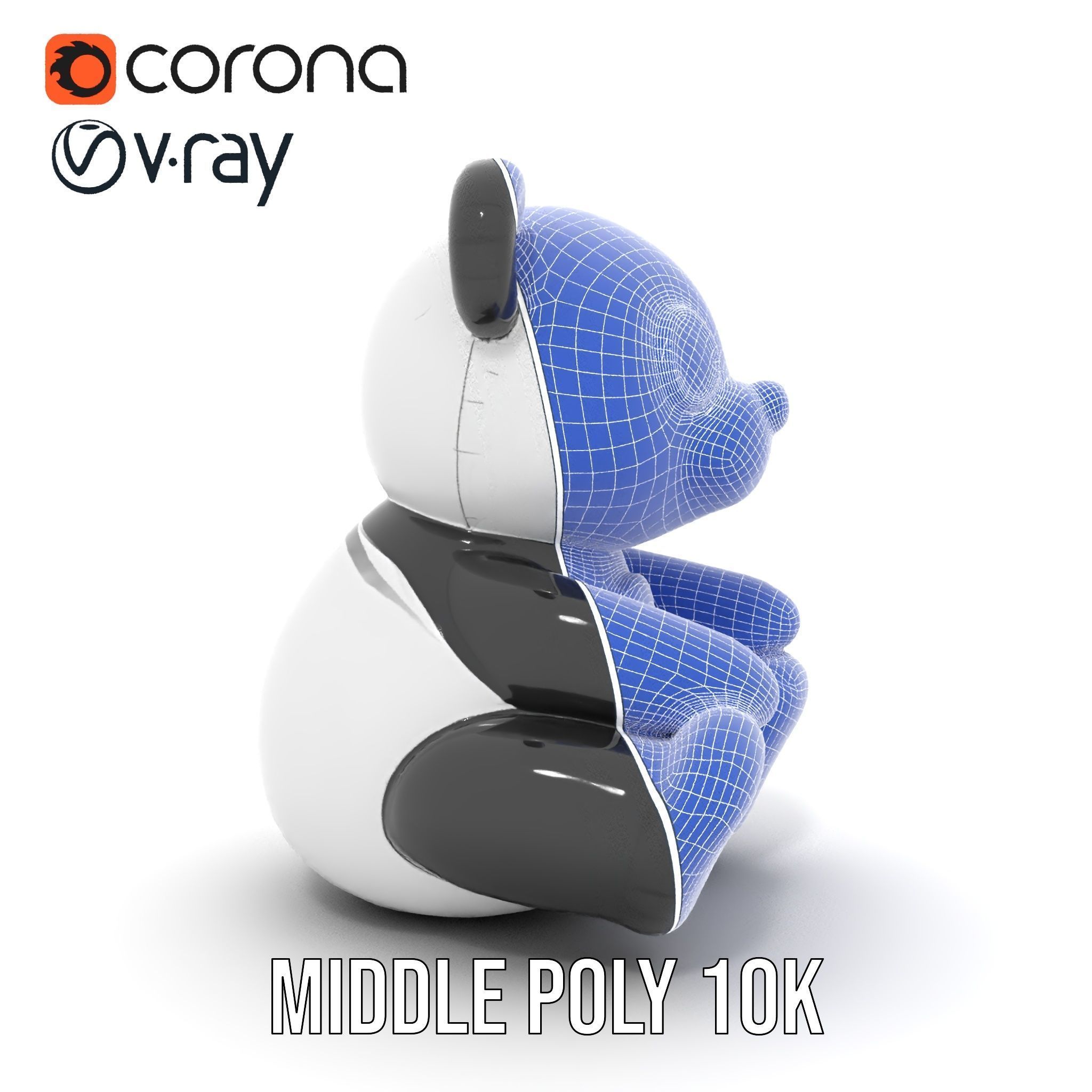 Inflatable Panda Bear Toy Model Pack Low-poly 3D model_30