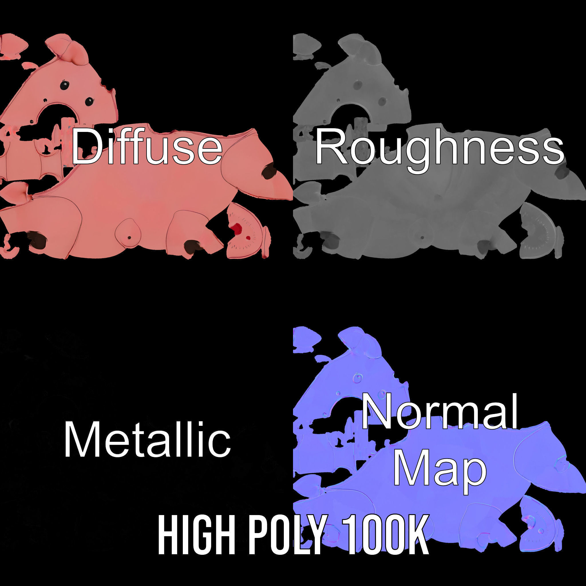 Cute Pig Character D Model Pack Low-poly 3D model_3