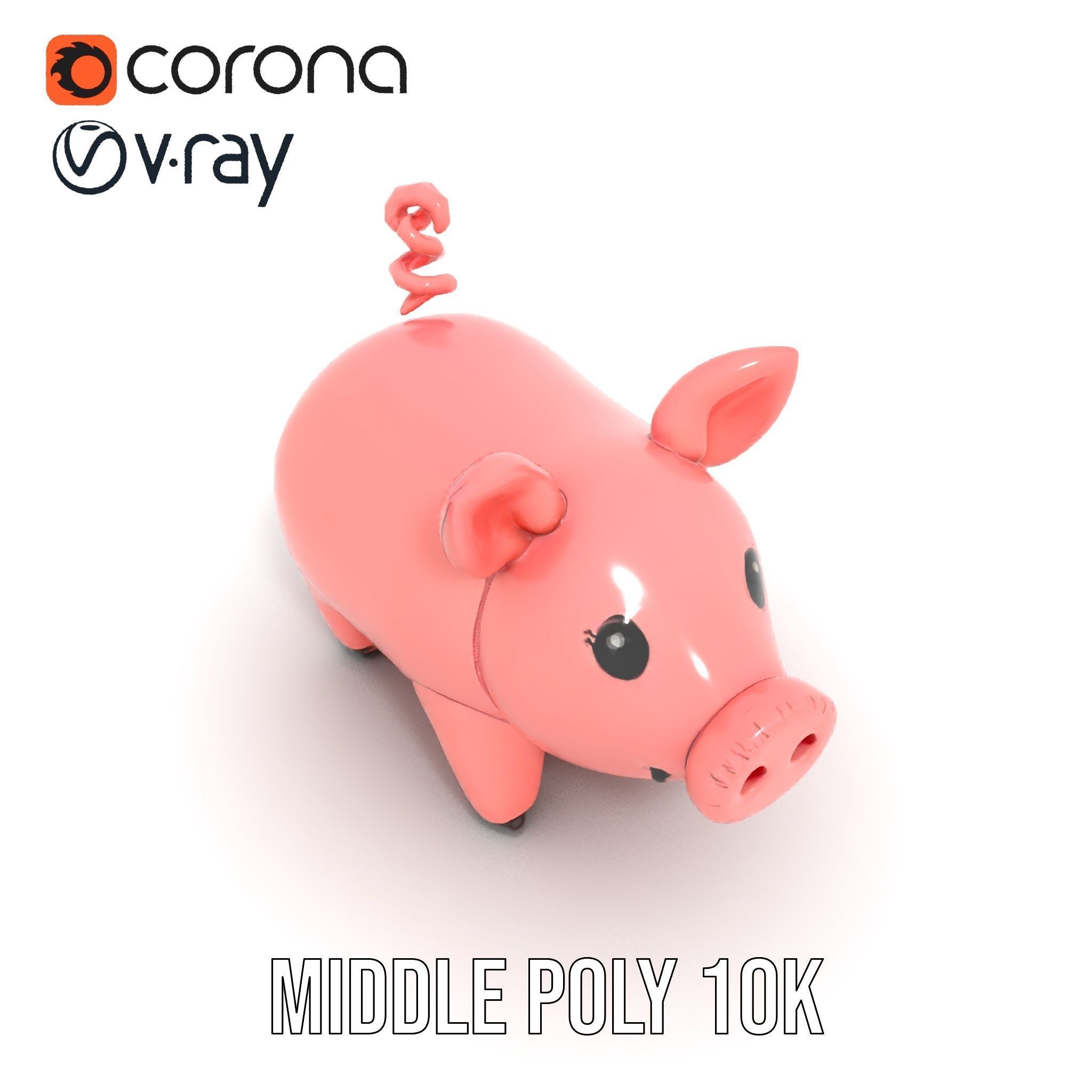 Cute Pig Character D Model Pack Low-poly 3D model_6