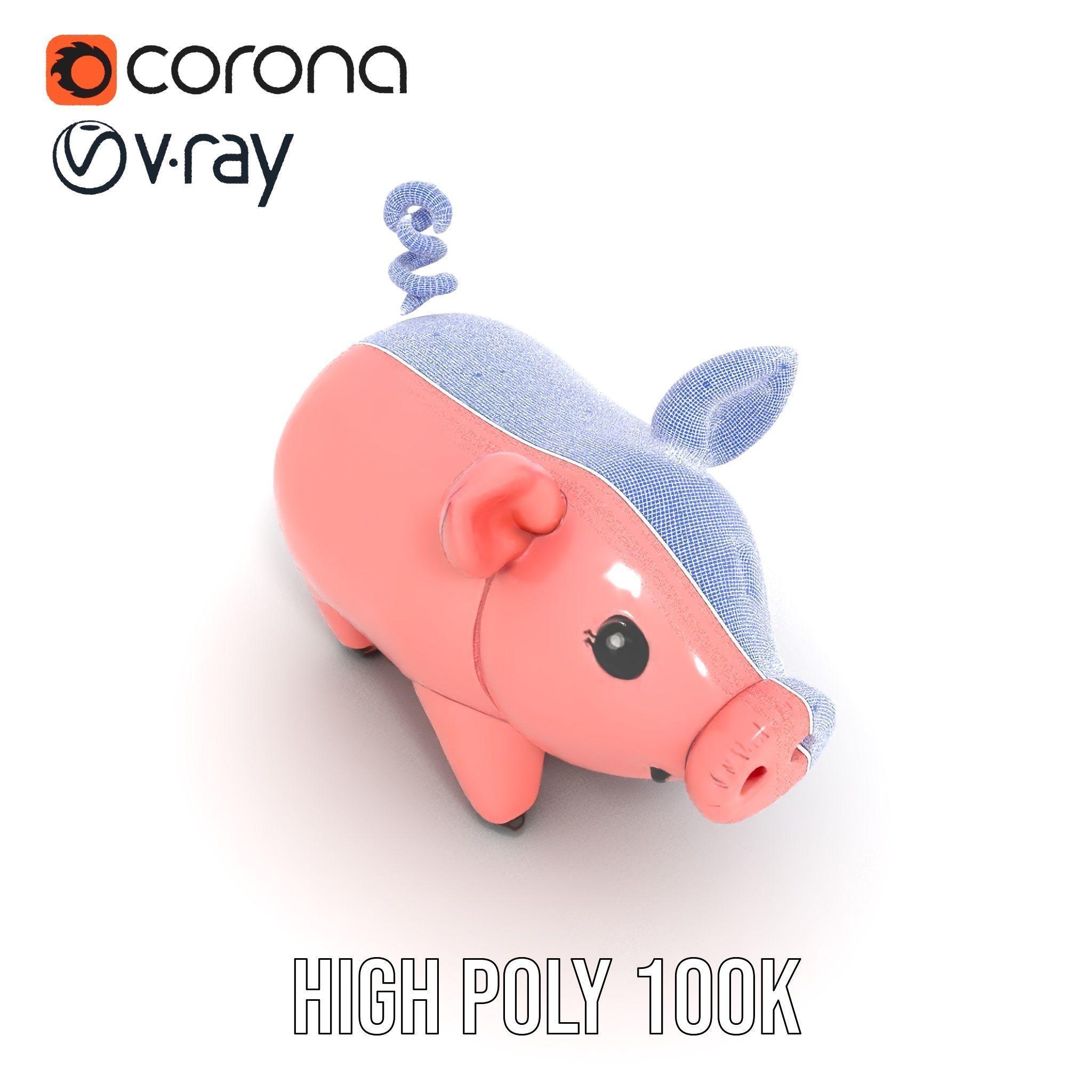 Cute Pig Character D Model Pack Low-poly 3D model_32