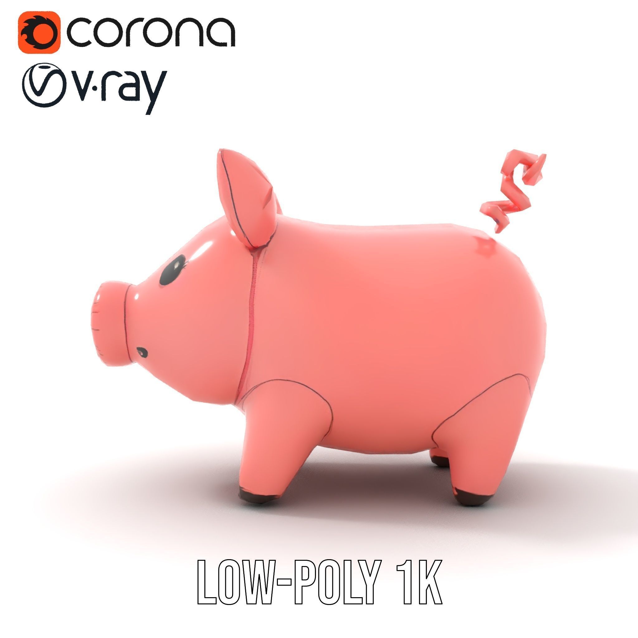 Cute Pig Character D Model Pack Low-poly 3D model_12