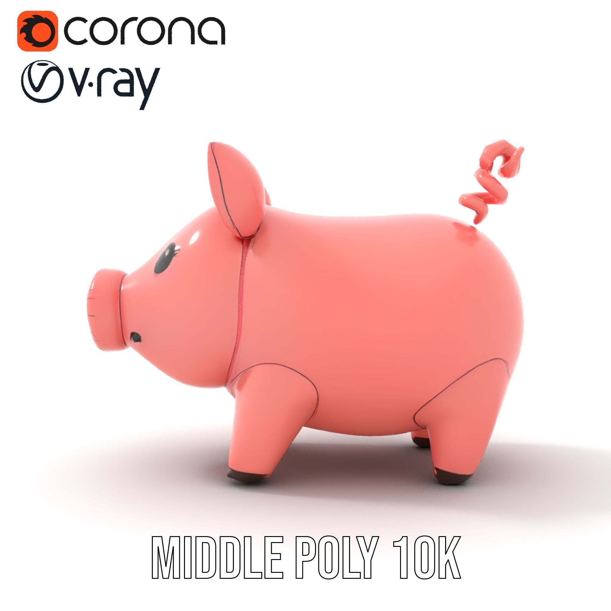 Cute Pig Character D Model Pack Low-poly 3D model_13
