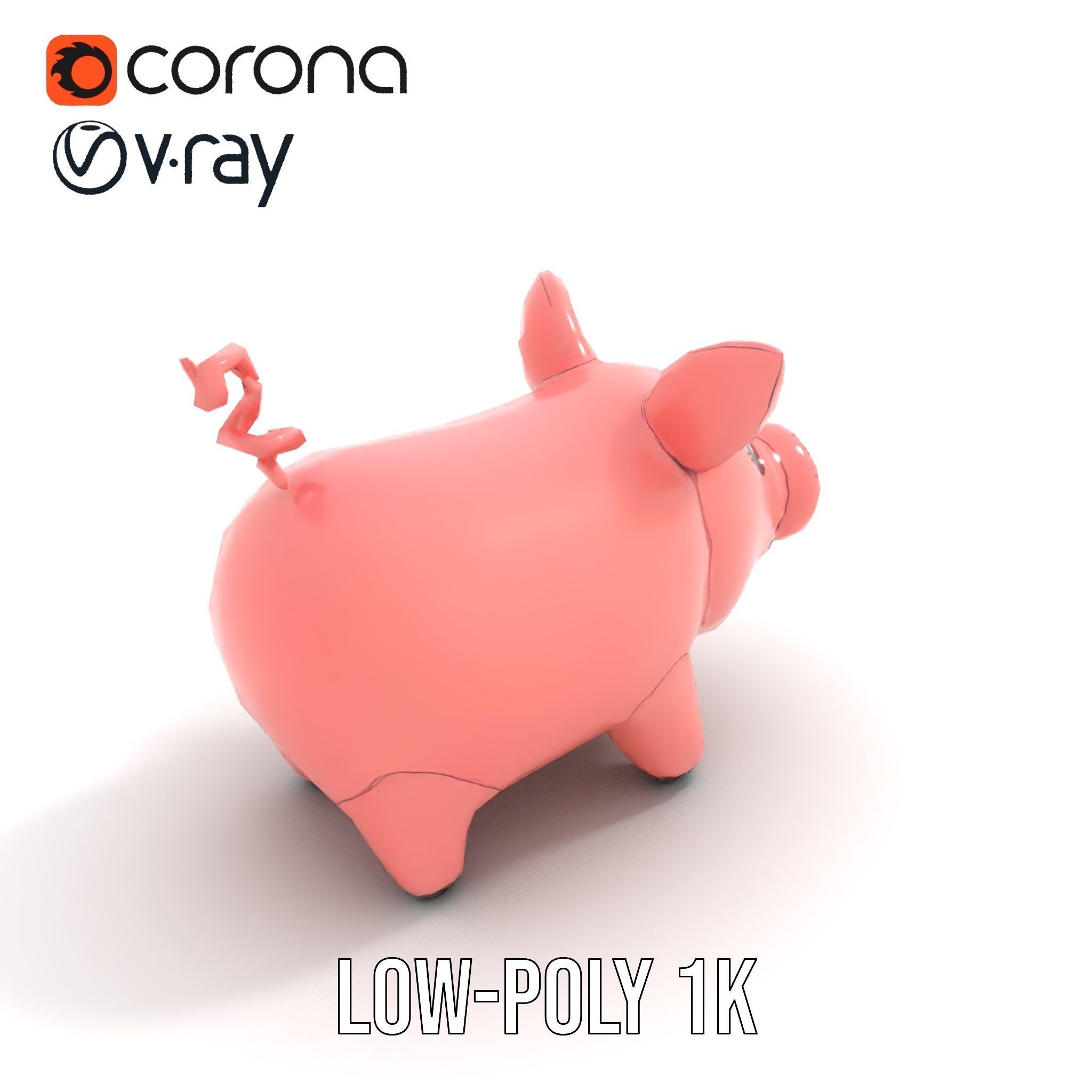 Cute Pig Character D Model Pack Low-poly 3D model_7
