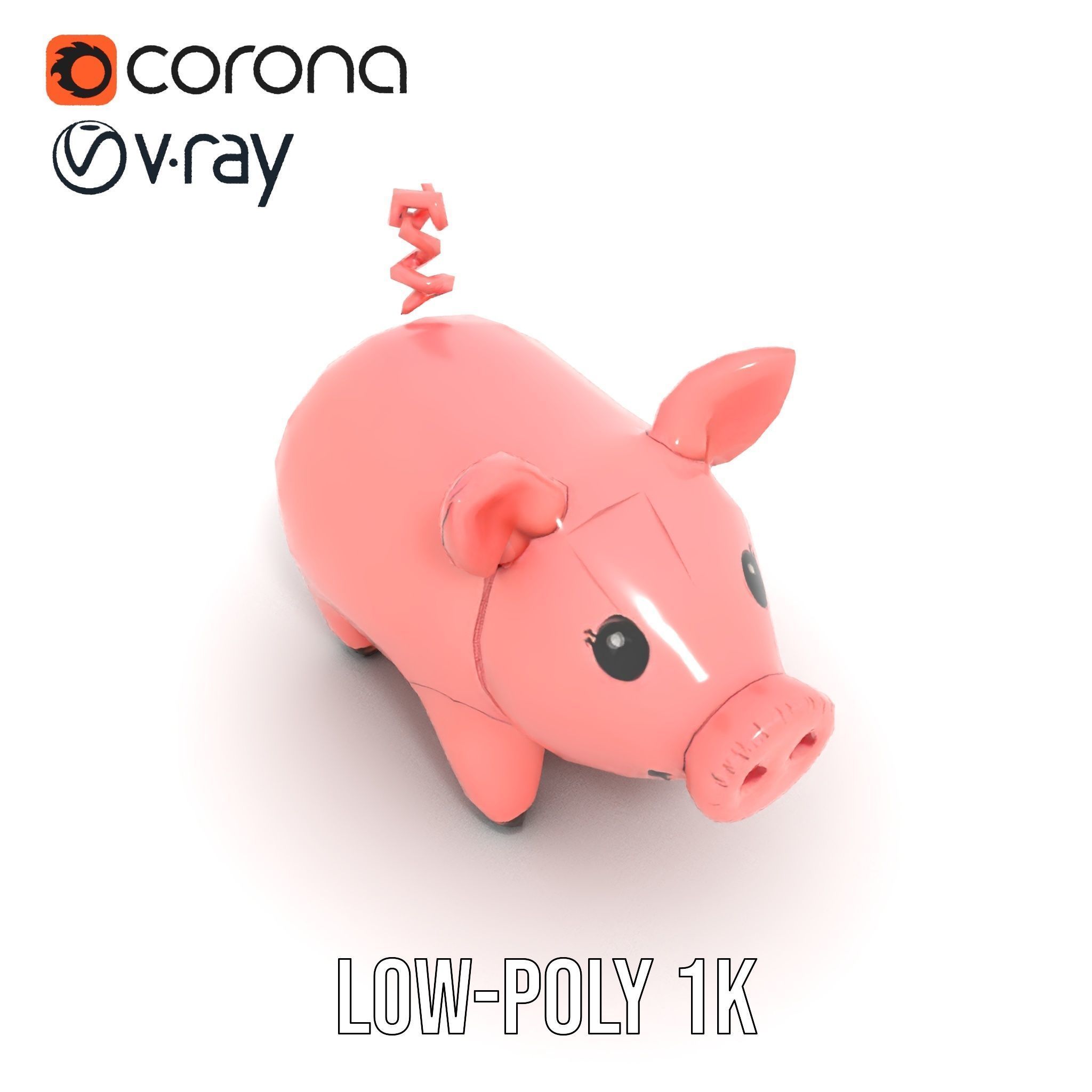 Cute Pig Character D Model Pack Low-poly 3D model_9