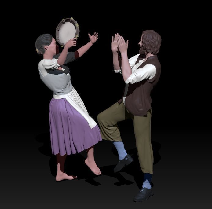 Tarantella dancers 3D print model_3
