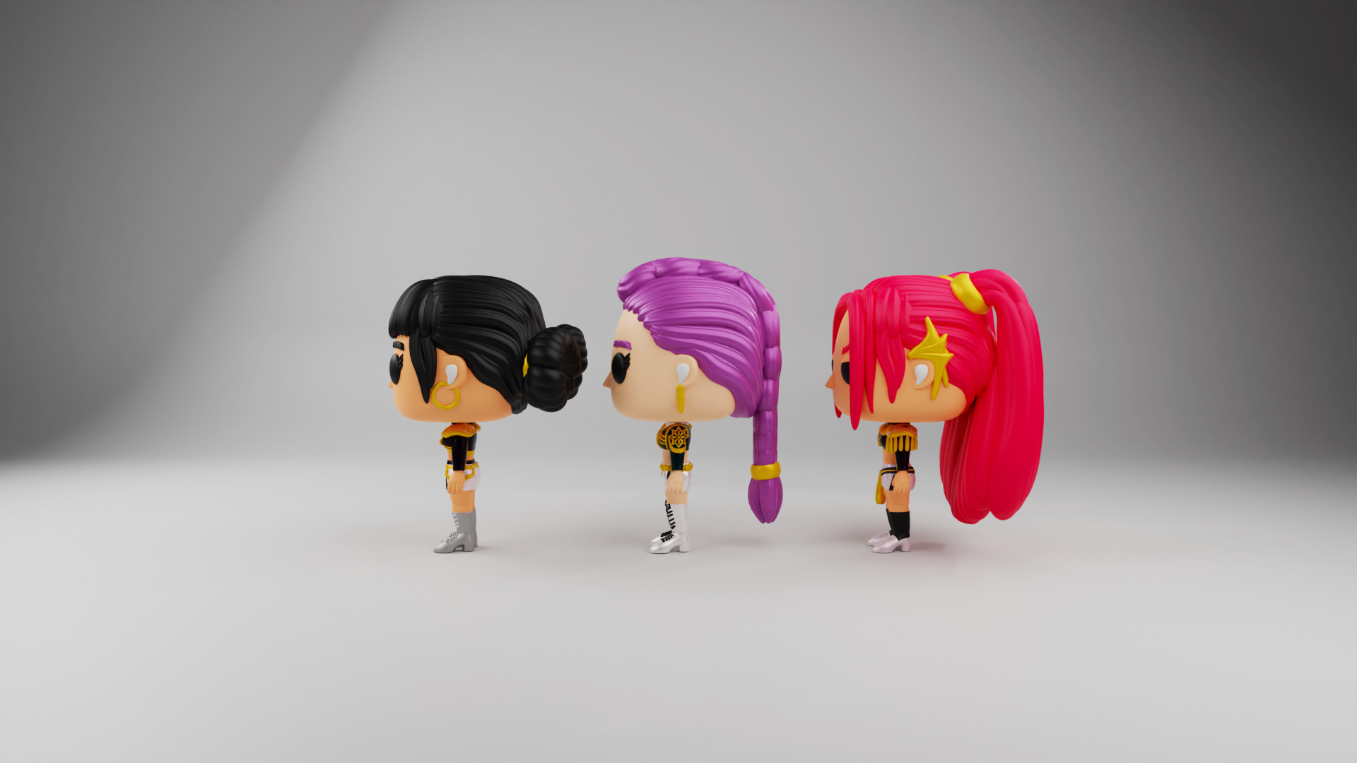 Rumi Zoey and Mira funko pops from kpop demon hunters 3D print model_4