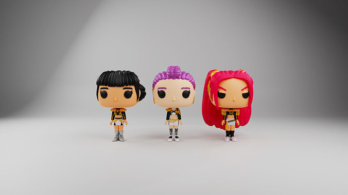 Rumi Zoey and Mira funko pops from kpop demon hunters 3D print model