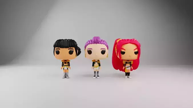 Rumi Zoey and Mira funko pops from kpop demon hunters