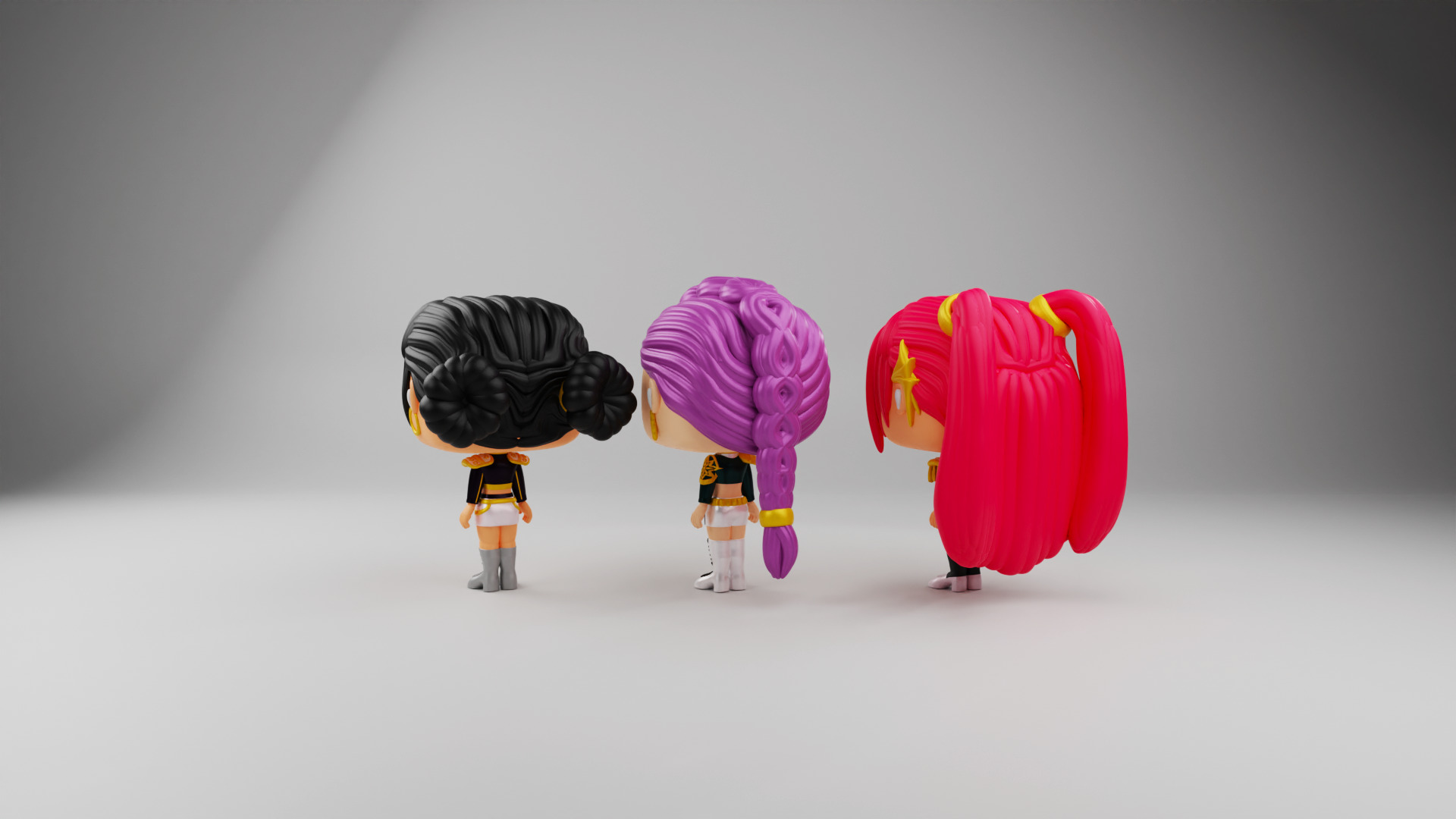 Rumi Zoey and Mira funko pops from kpop demon hunters 3D print model_13