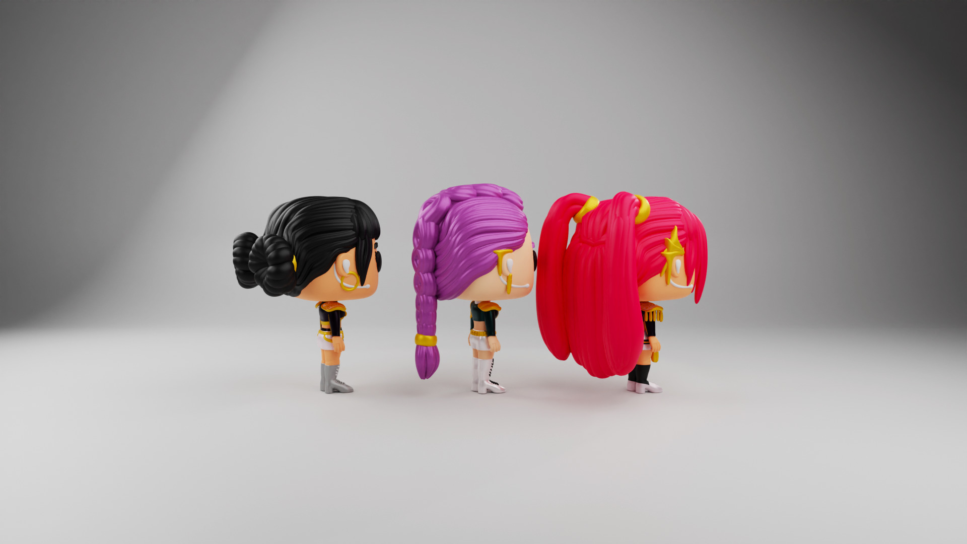 Rumi Zoey and Mira funko pops from kpop demon hunters 3D print model_10