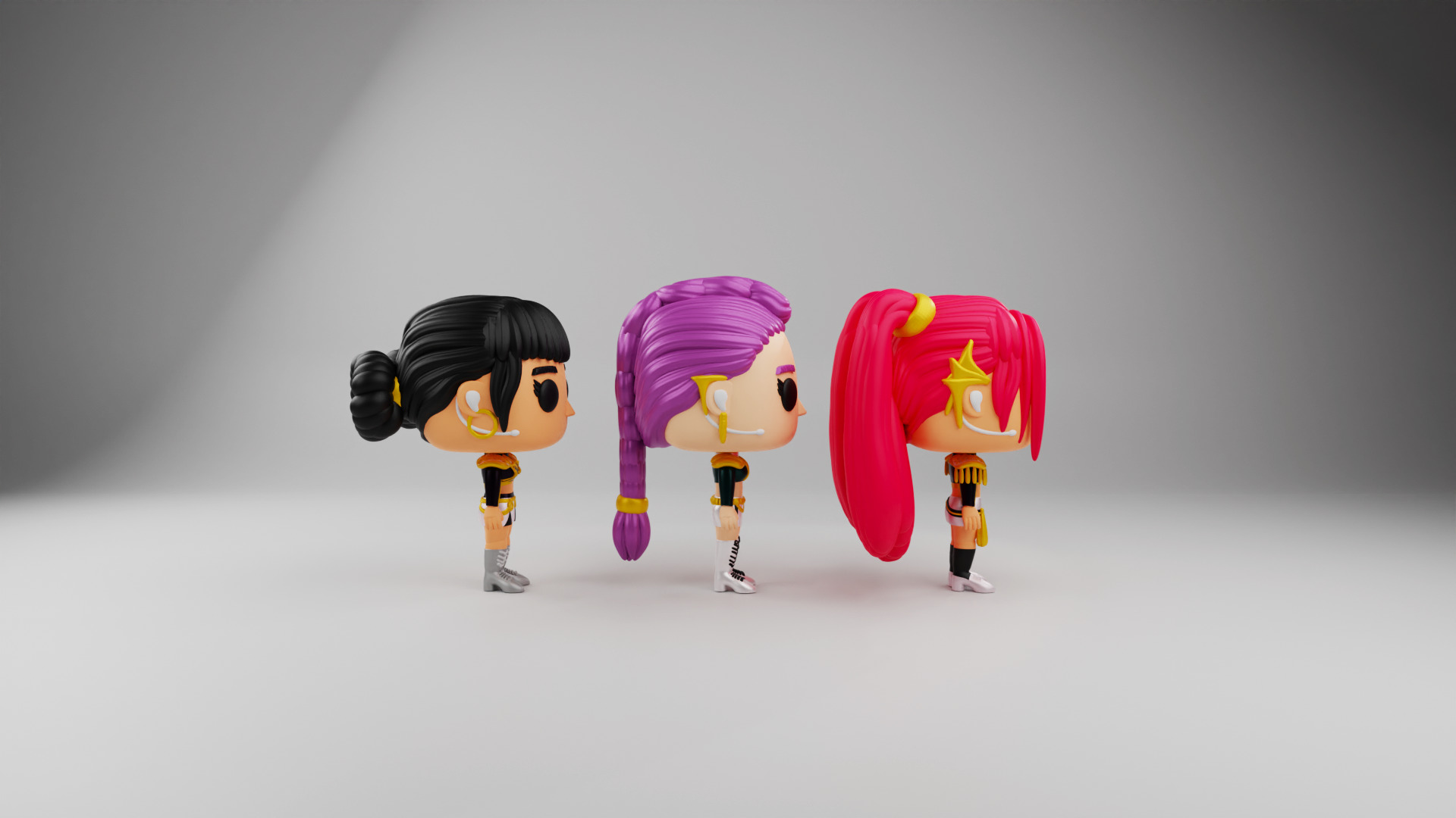 Rumi Zoey and Mira funko pops from kpop demon hunters 3D print model_9