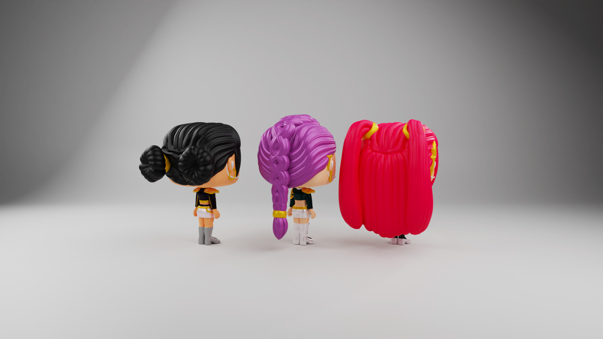 Rumi Zoey and Mira funko pops from kpop demon hunters 3D print model_11
