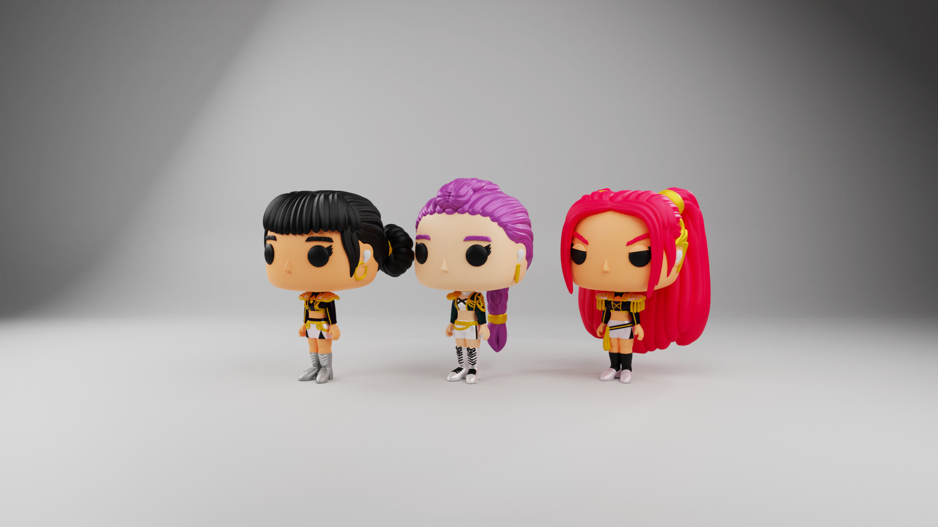 Rumi Zoey and Mira funko pops from kpop demon hunters 3D print model_6