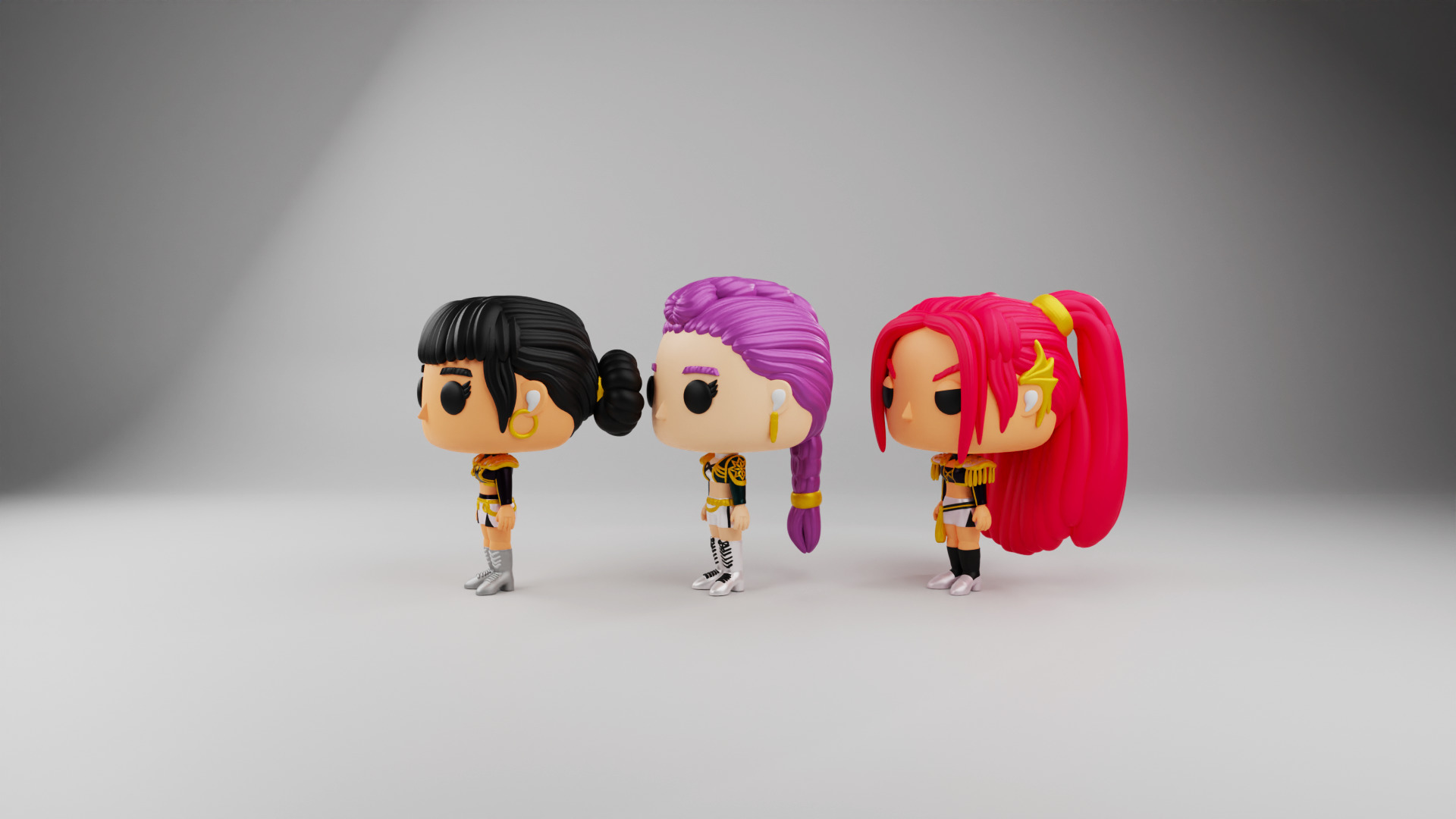 Rumi Zoey and Mira funko pops from kpop demon hunters 3D print model_5