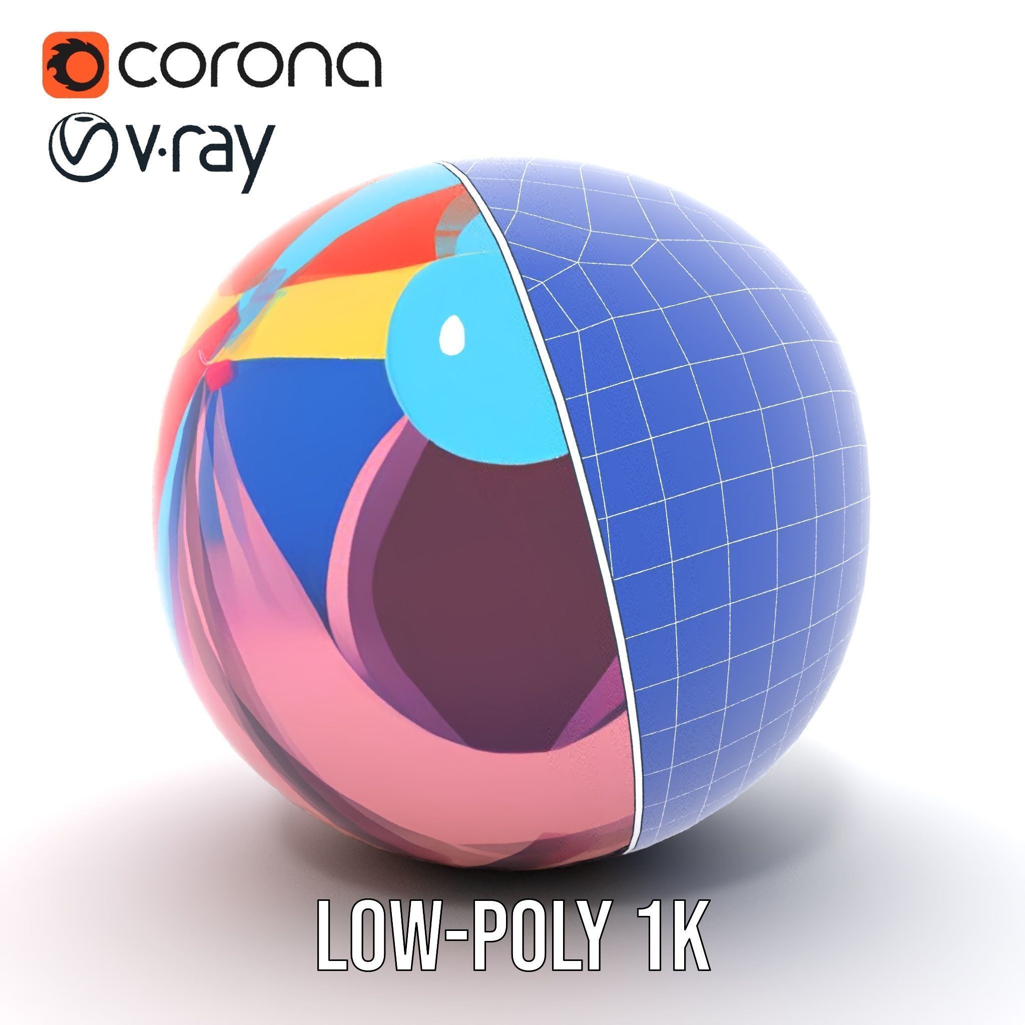 Colorful Beach Ball Model Pack Low-poly 3D model_19
