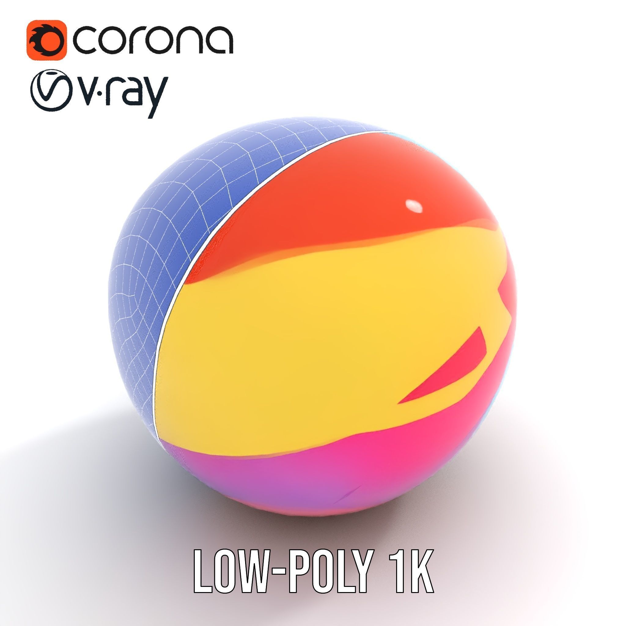 Colorful Beach Ball Model Pack Low-poly 3D model_16