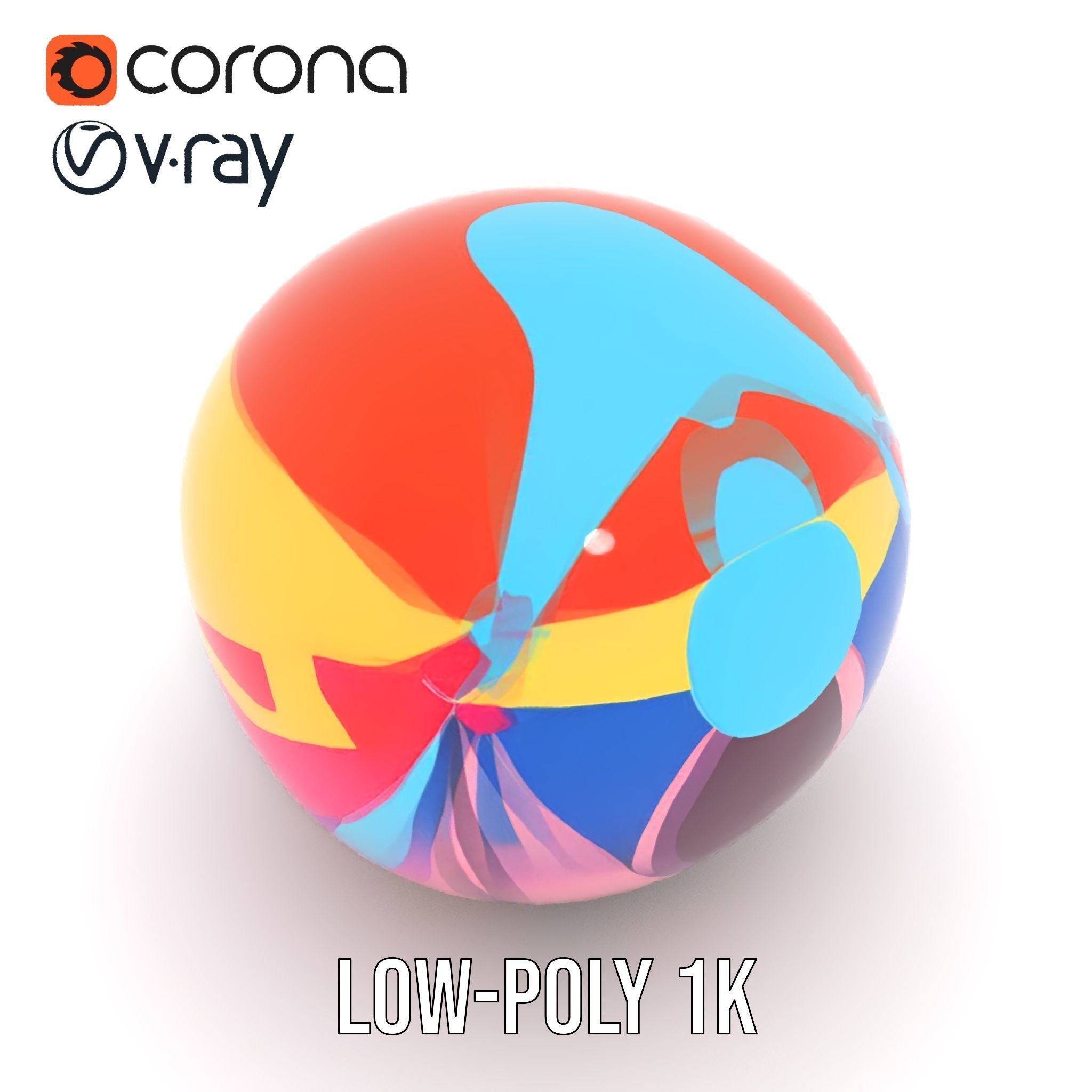 Colorful Beach Ball Model Pack Low-poly 3D model_7