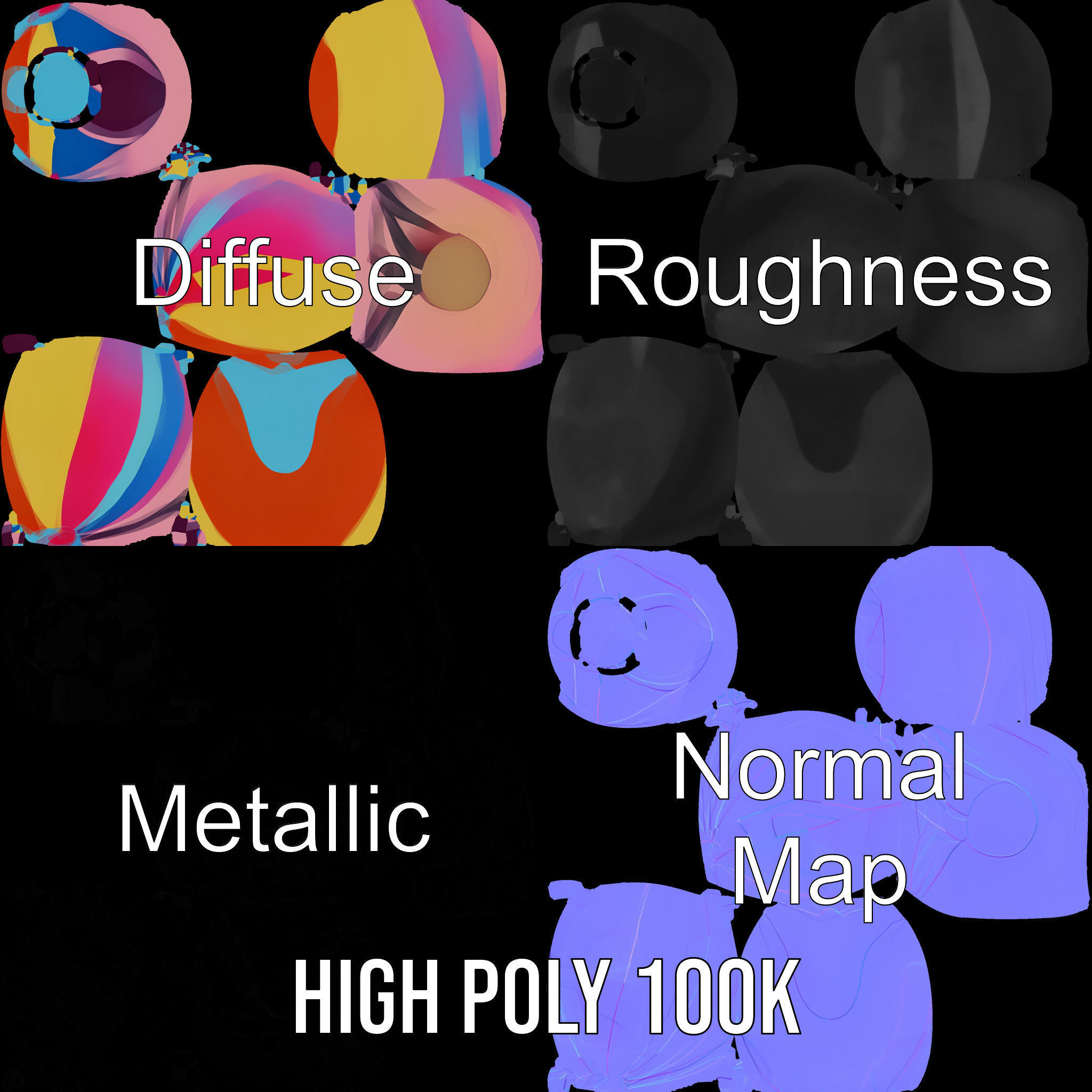 Colorful Beach Ball Model Pack Low-poly 3D model_3