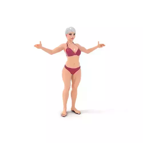 D Female Character Rigged and Animated with Short Hair in Bikini Low-poly 3D model
