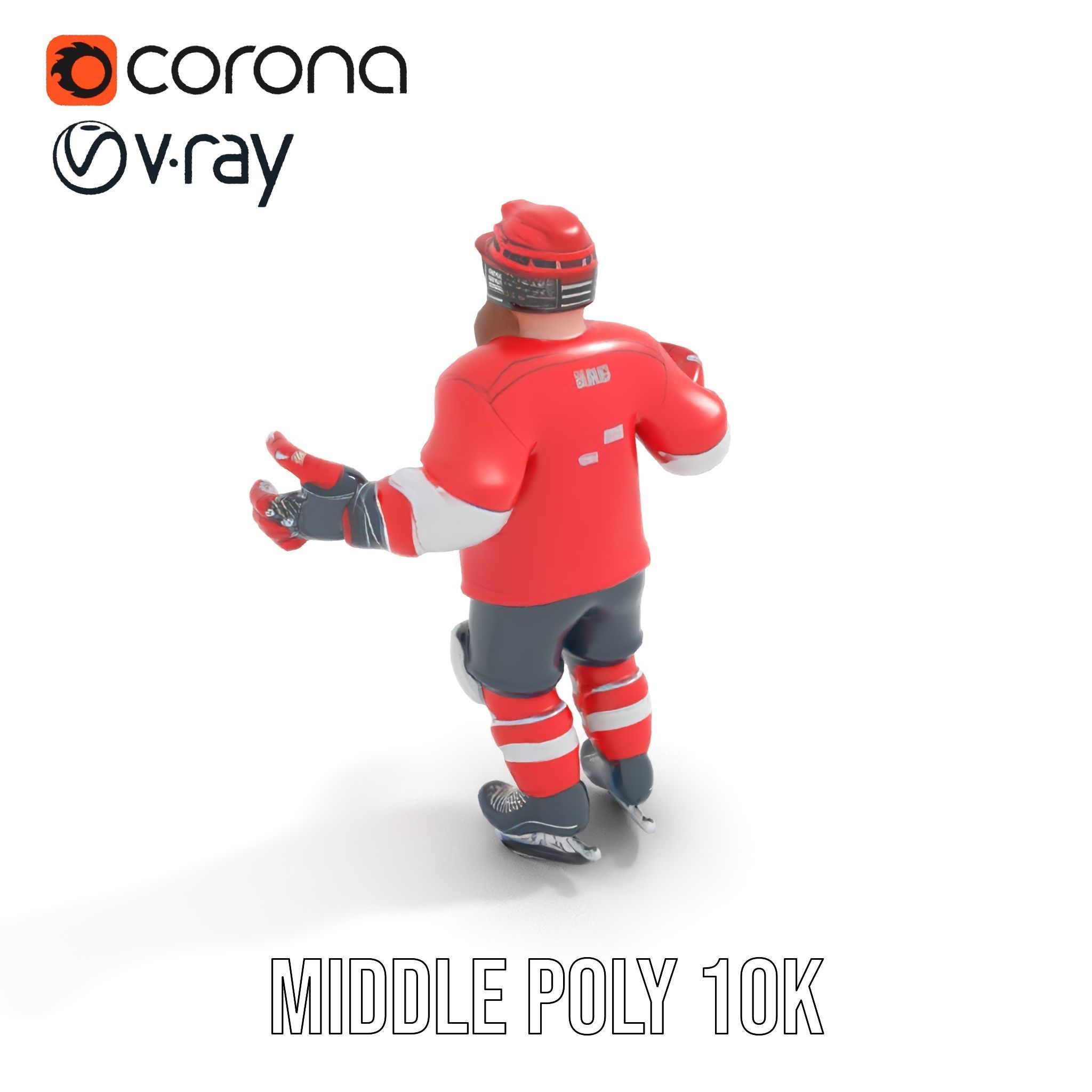 Bearded Hockey Player D Model  Rigged and Animated Low-poly 3D model_15