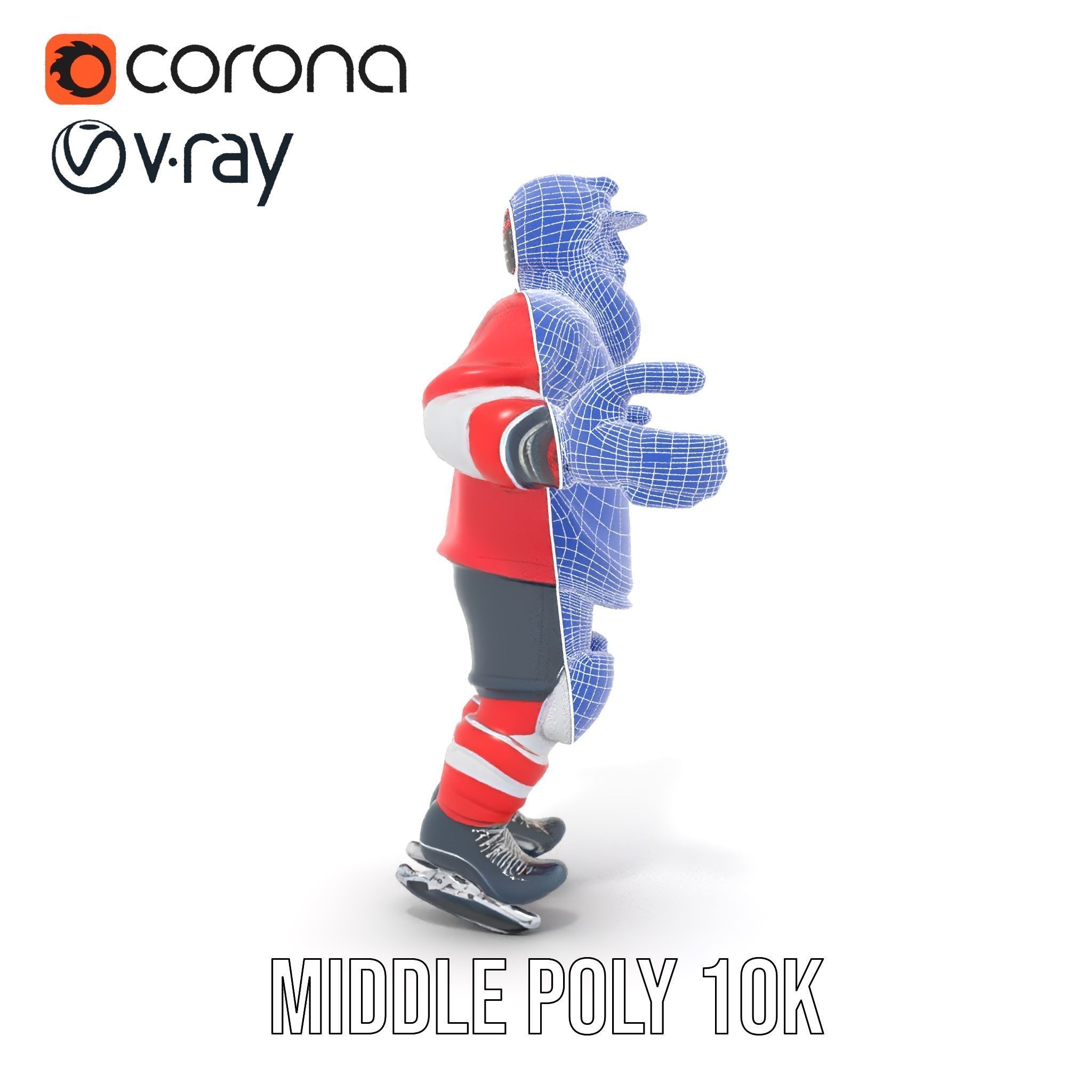 Bearded Hockey Player D Model  Rigged and Animated Low-poly 3D model_34