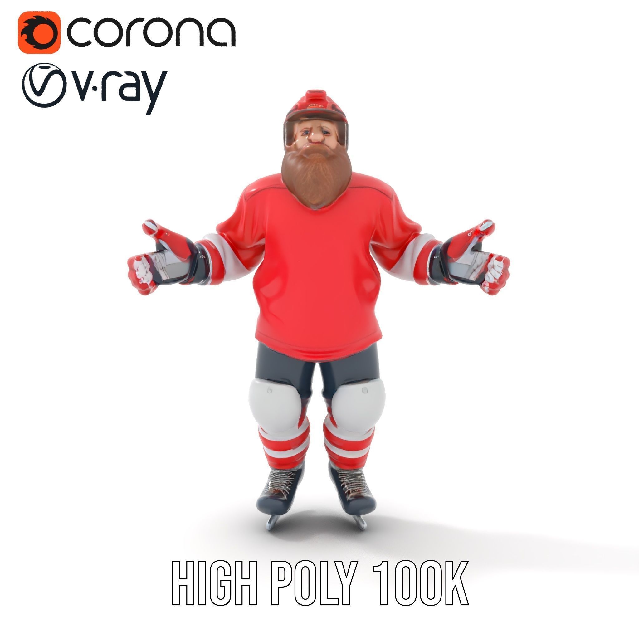Bearded Hockey Player D Model  Rigged and Animated Low-poly 3D model_20