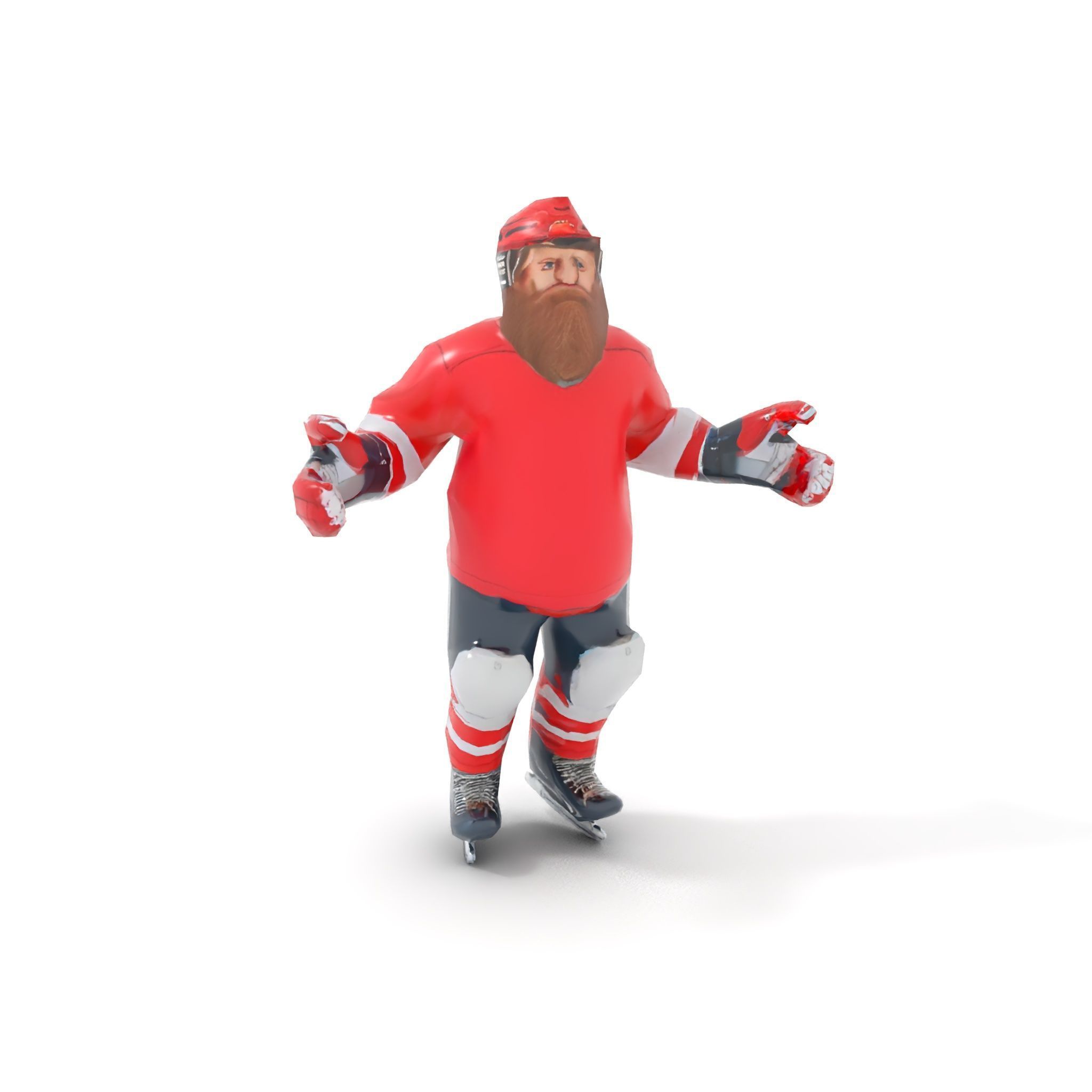 Bearded Hockey Player D Model  Rigged and Animated Low-poly 3D model_13