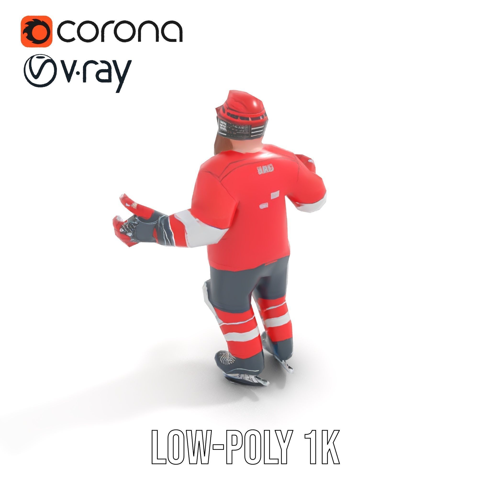 Bearded Hockey Player D Model  Rigged and Animated Low-poly 3D model_16