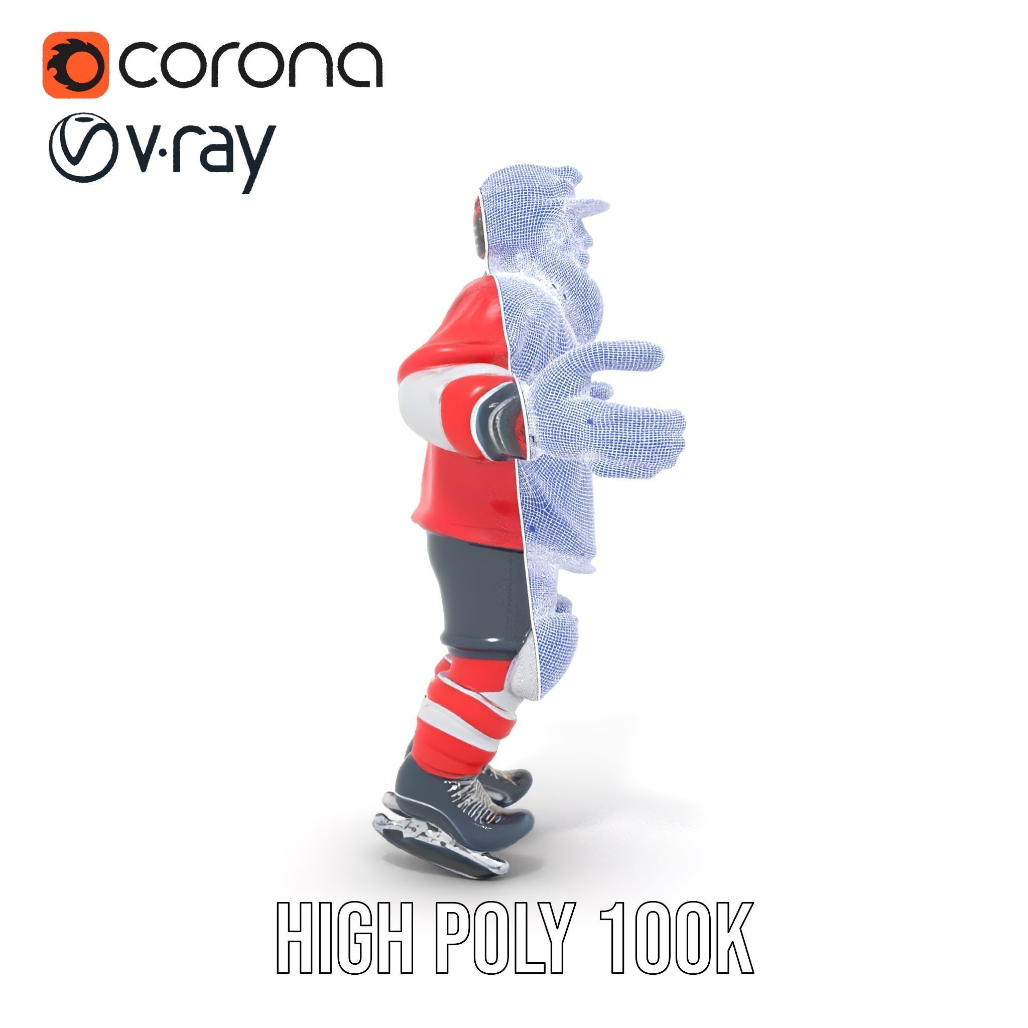 Bearded Hockey Player D Model  Rigged and Animated Low-poly 3D model_35